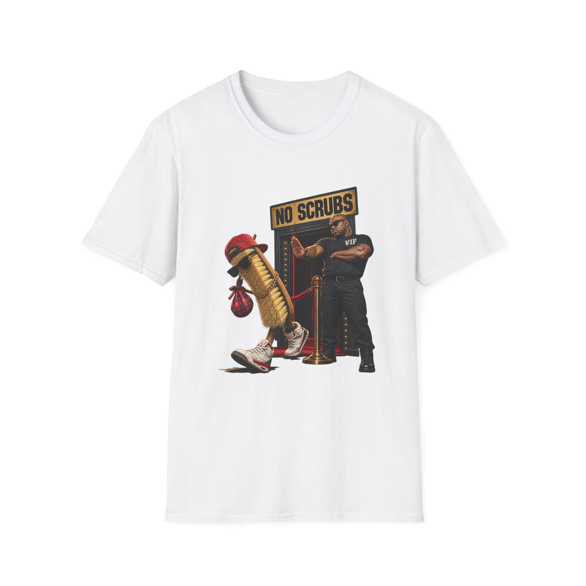 No Scrubs design T-Shirt | 90s R&B humor, VIP bouncer graphic | 1990's 2000's Nostalgia Throwback