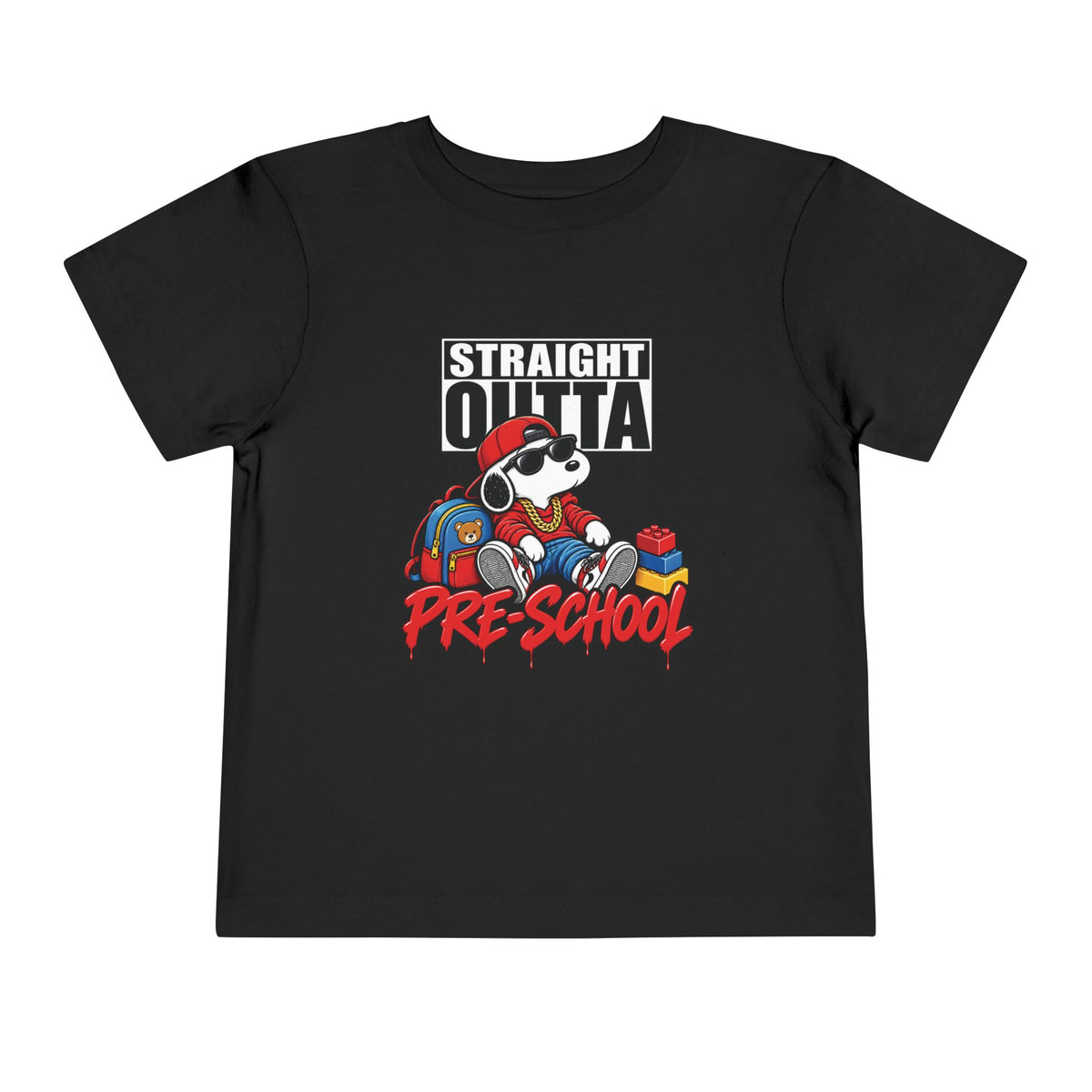 Straight Outta Pre-School Toddler Tee | Cool Cartoon Dog School Shirt | 90s 2000s Retro Nostalgic Tee