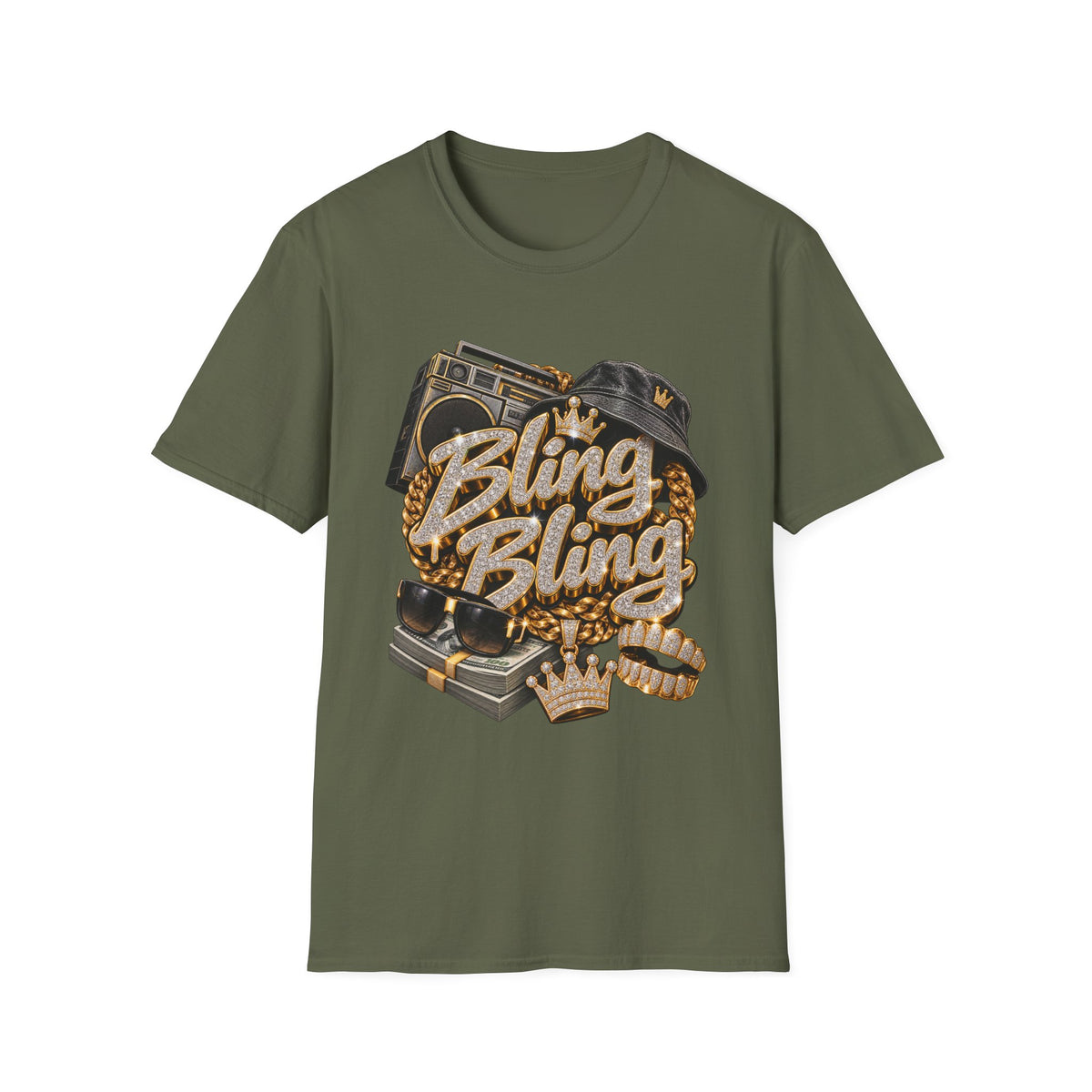 Bling Bling Boombox T-Shirt | Retro Hip Hop Graphic Tee | 90's 00's Hip Hop Pop Culture Nostalgia