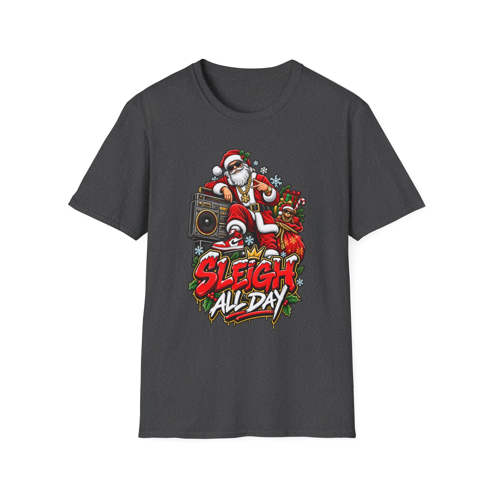 Sleigh All Day Santa graphic T-Shirt | Christmas hip hop holiday tee | 1990's 2000's Nostalgia Throwback