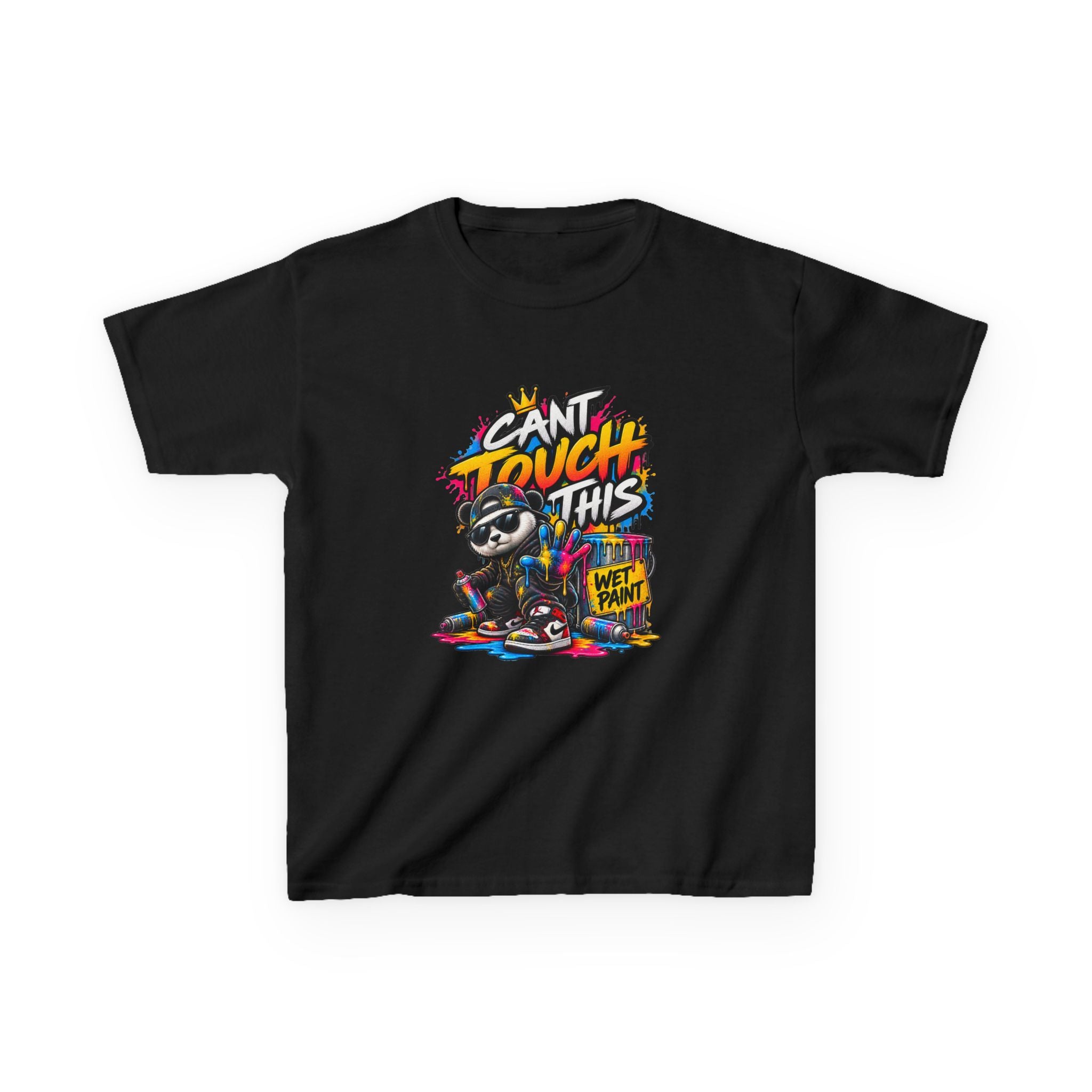 Cant Touch This Skateboard Panda Kids T-Shirt | Retro Graffiti Street