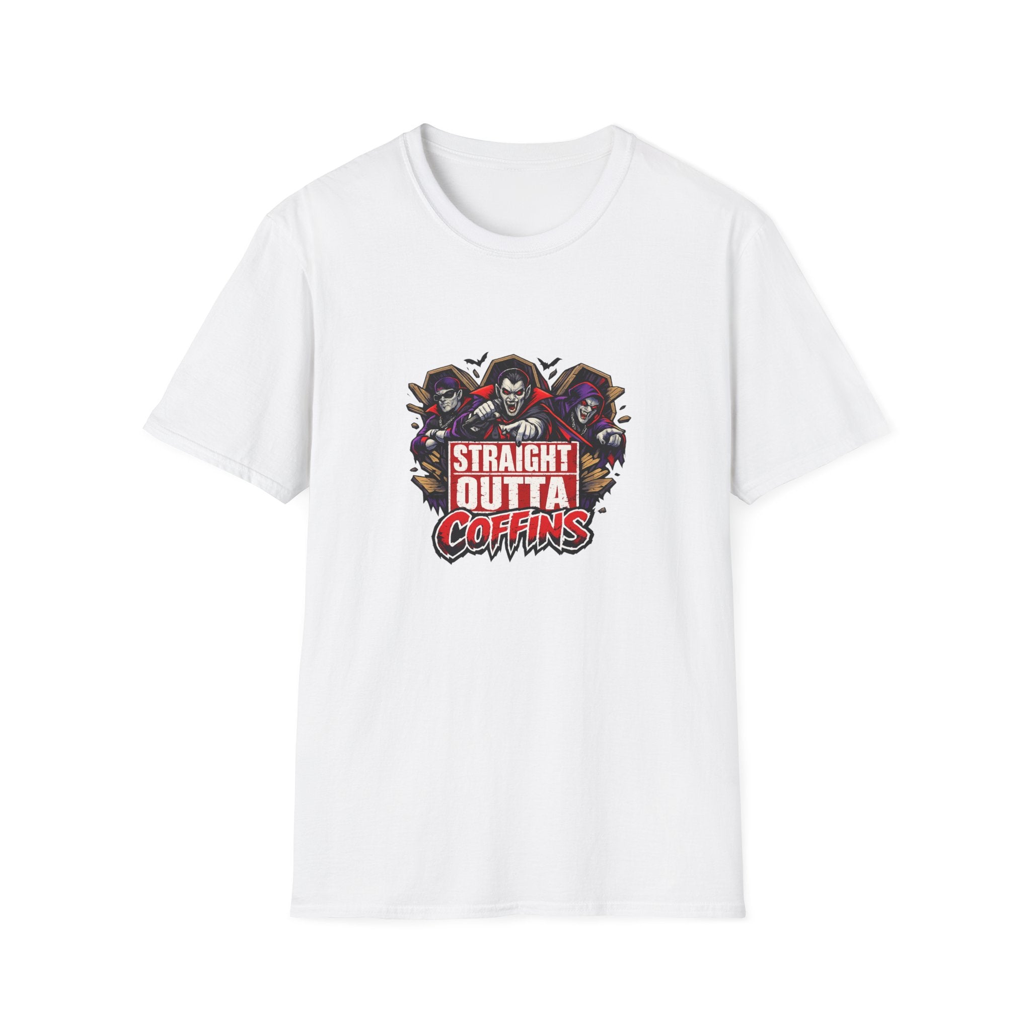 Straight Outta Coffins T-Shirt | Vampire Grim Reaper Hip Hop Halloween Design | 1990's 2000's Nostalgia Throwback