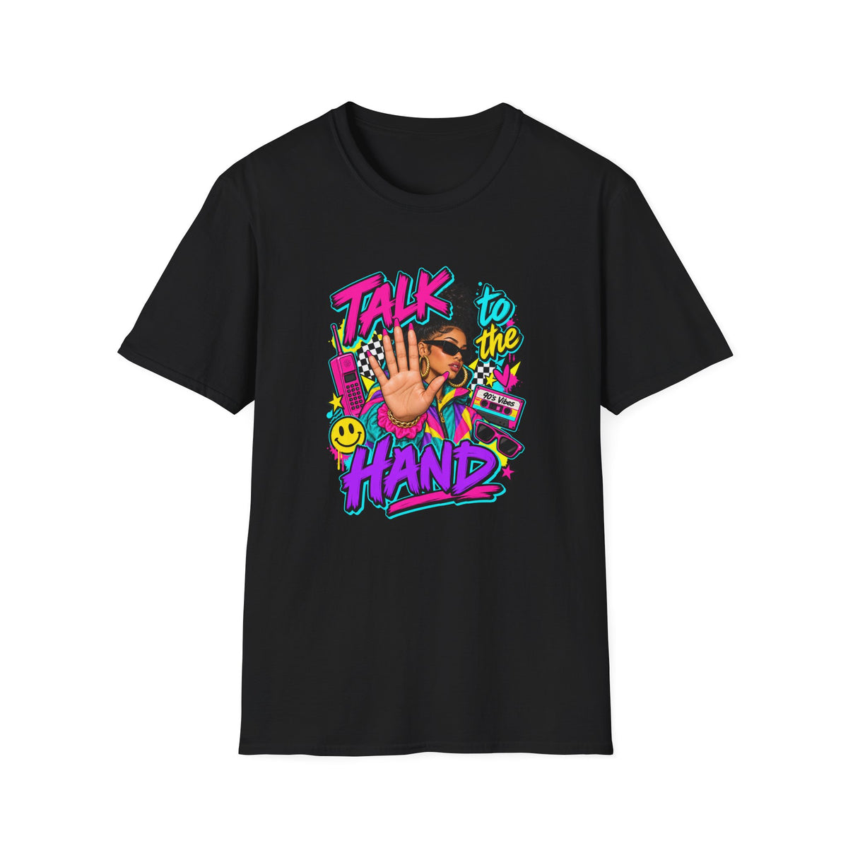 Talk to the Hand T-Shirt | 90s Retro Graphic Tee, Pop Art Hand Gesture | 90's 00's Hip Hop Pop Culture Nostalgia