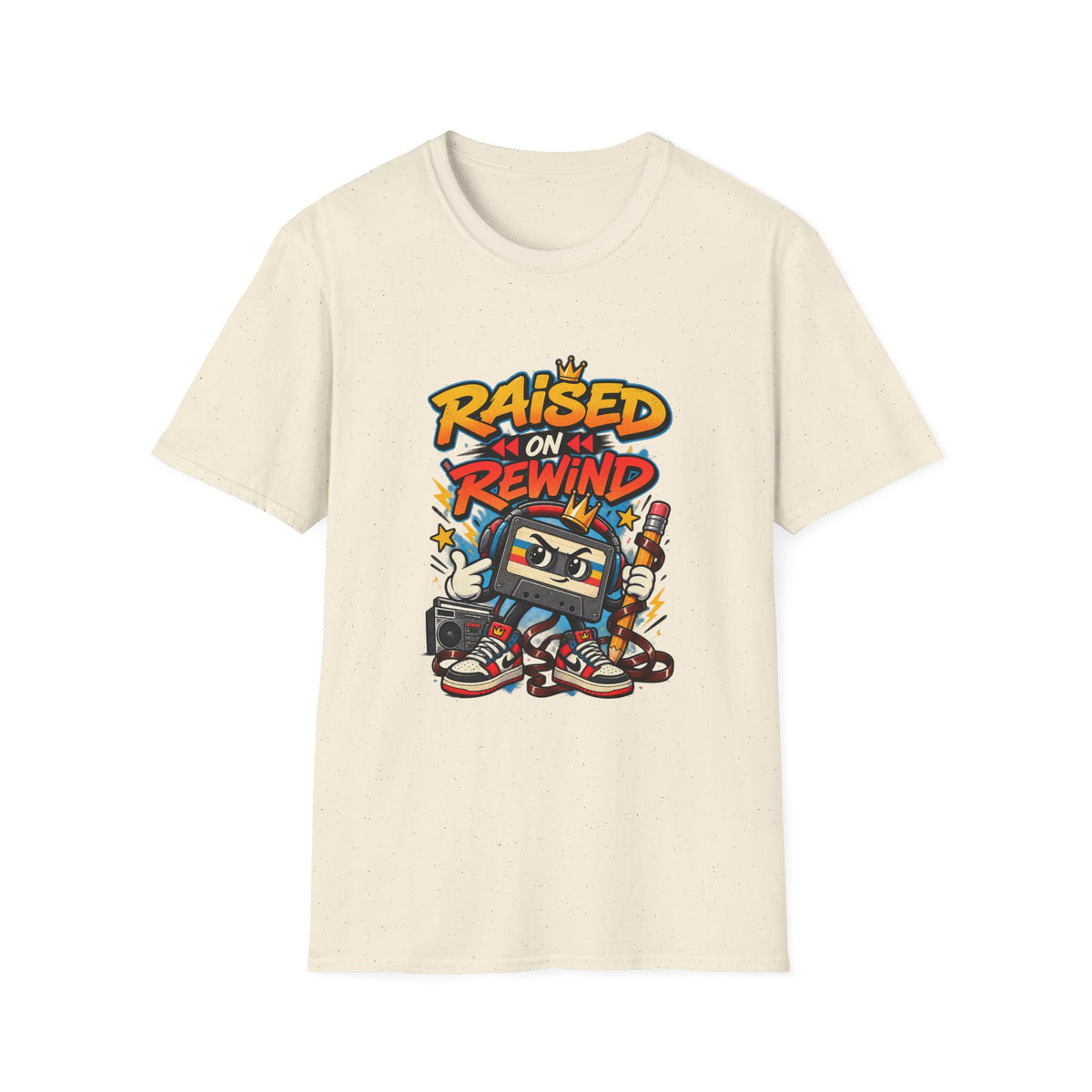 Raised on Rewind Hip Hop T-Shirt | Retro Cassette Tape 90s Nostalgia | 1990's 2000's Nostalgia Throwback
