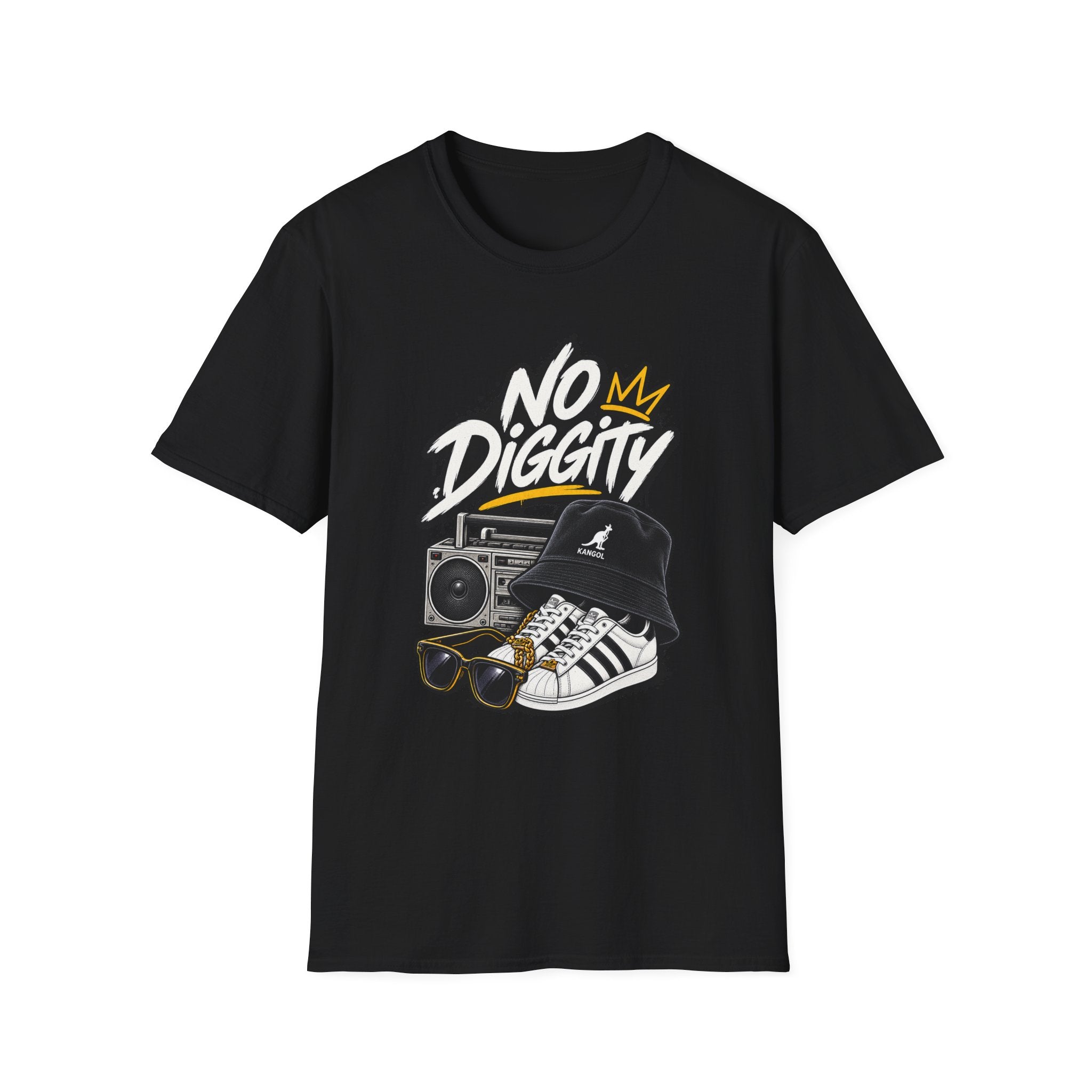 No Diggity Graphic Tee | Retro Boombox Hip Hop Design | 1990's 2000's Nostalgia Throwback