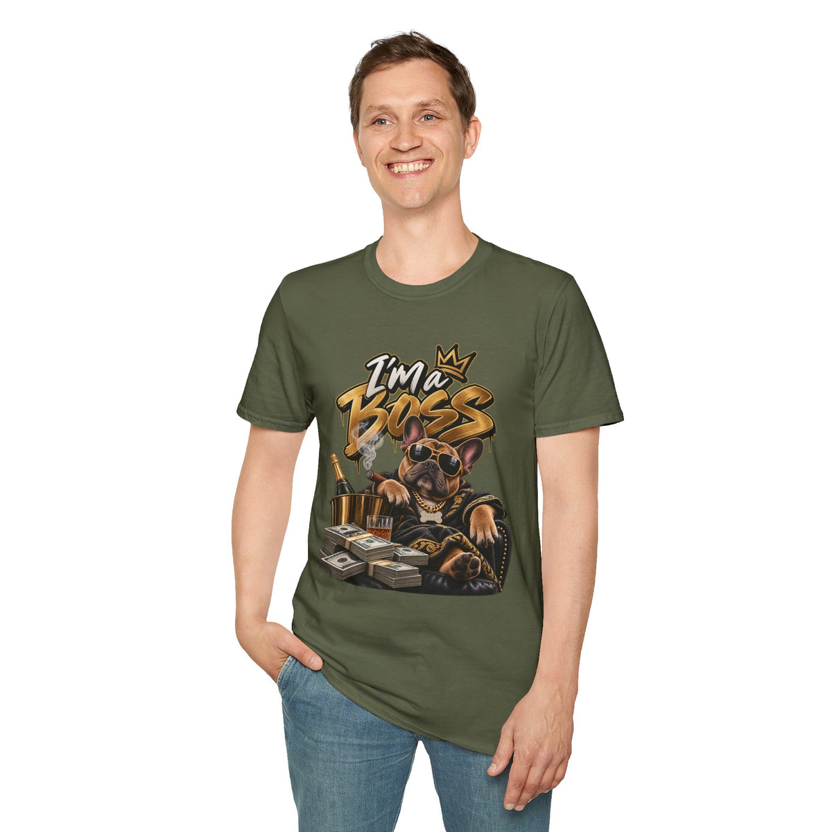 Im a Boss French Bulldog Graphic Tee | T-Shirt | 90s 00s Hip Hop Pop Culture Nostalgia