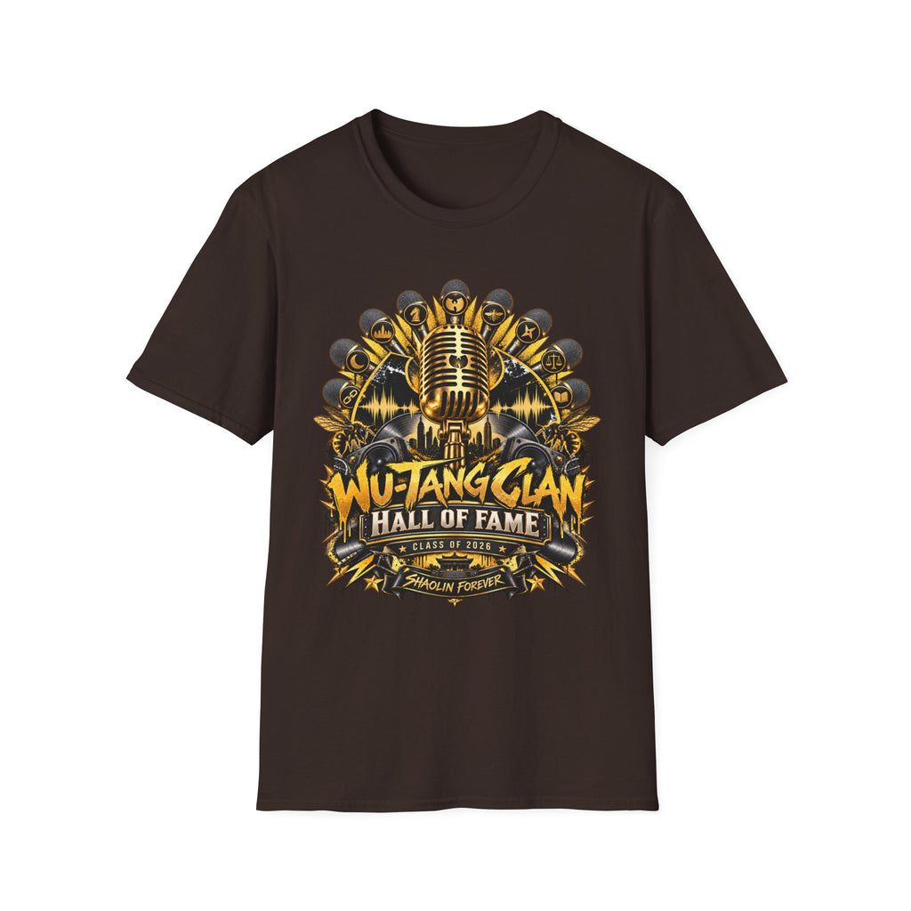 Wu-Tang Clan Rock and Roll Hall of Fame Graphic T-Shirt | Microphone Emblem | 90s 00s Hip Hop Nostalgia