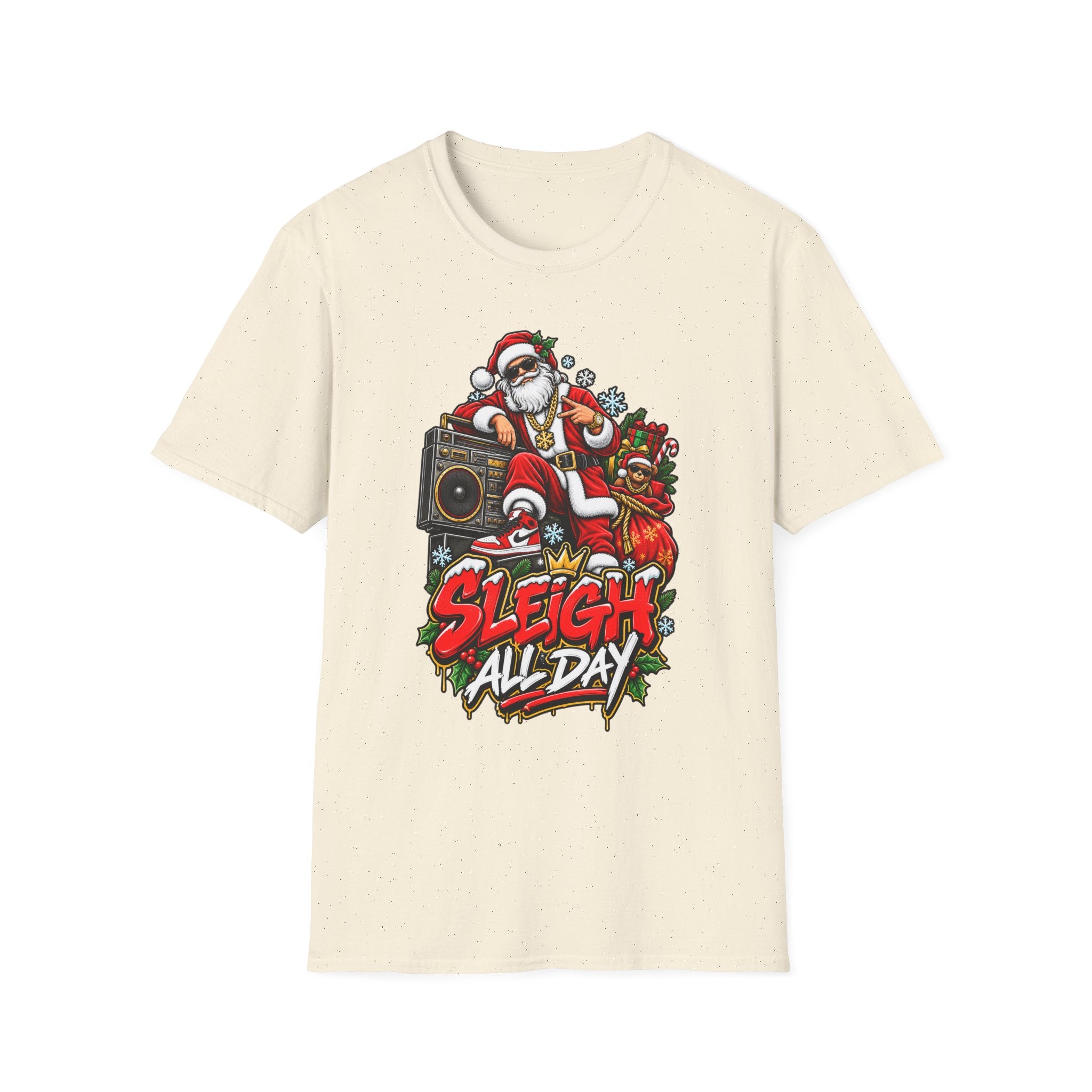 Sleigh All Day Santa graphic T-Shirt | Christmas hip hop holiday tee | 1990's 2000's Nostalgia Throwback