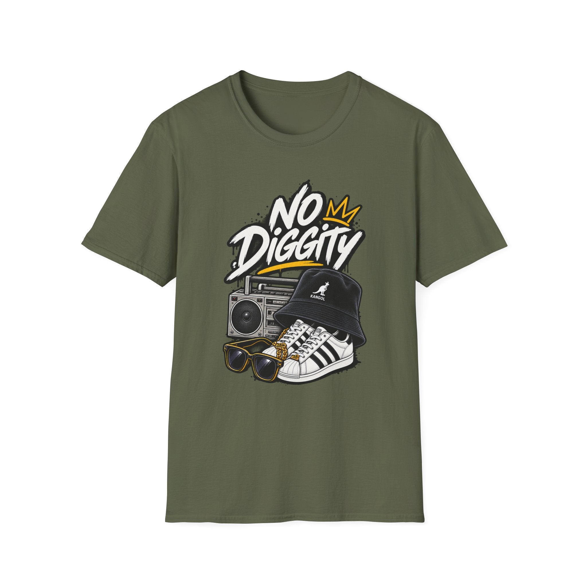 No Diggity Graphic Tee | Retro Boombox Hip Hop Design | 1990's 2000's Nostalgia Throwback