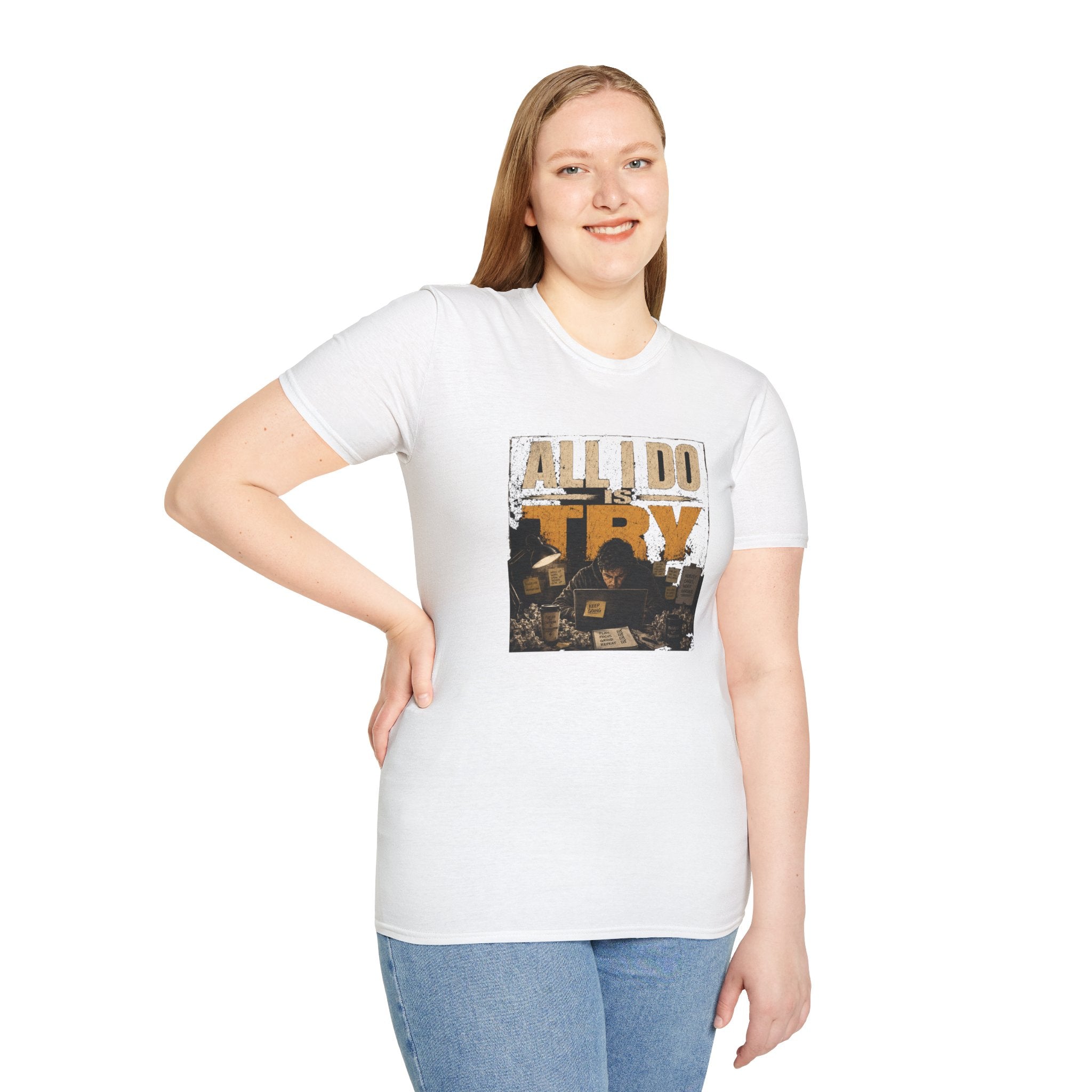 All I Do Is Try T-Shirt | Vintage Music Poster Style
