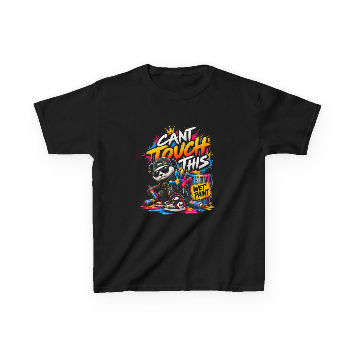 Cant Touch This Skateboard Panda Kids T-Shirt | Retro Graffiti Street