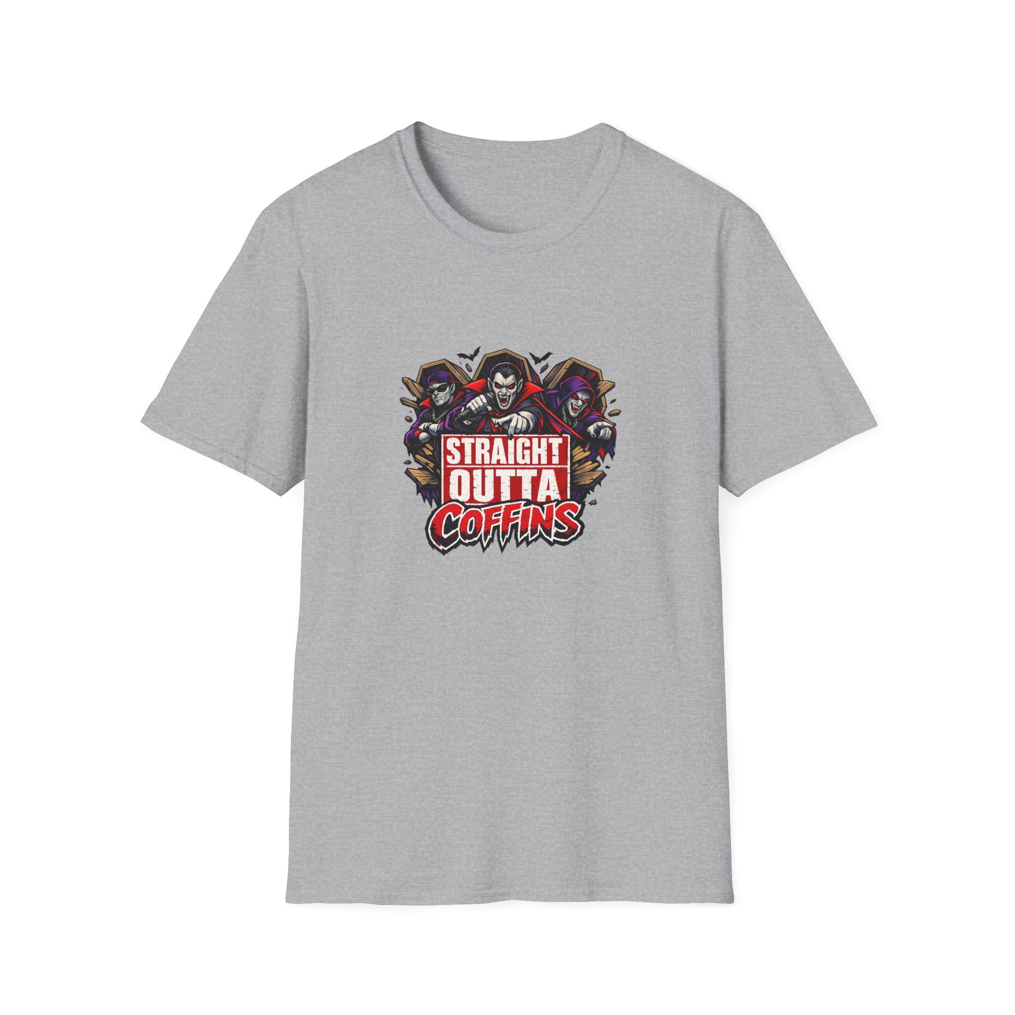 Straight Outta Coffins T-Shirt | Vampire Grim Reaper Hip Hop Halloween Design | 1990's 2000's Nostalgia Throwback