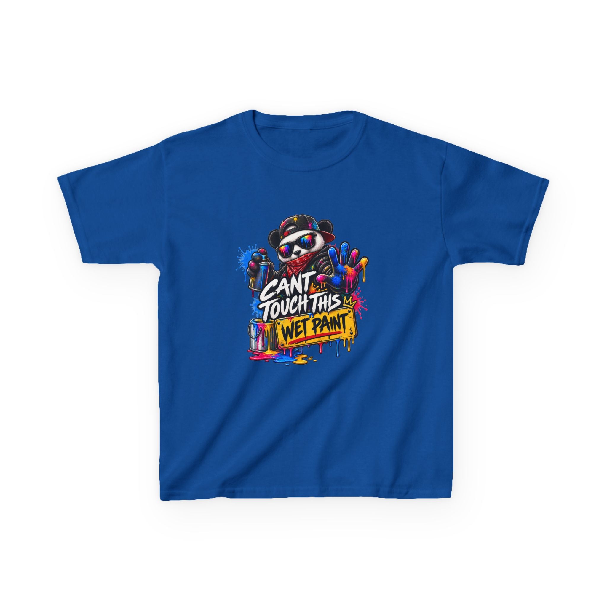 Cant Touch This Wet Paint Kids Tee | Colorful Graffiti Bear Design