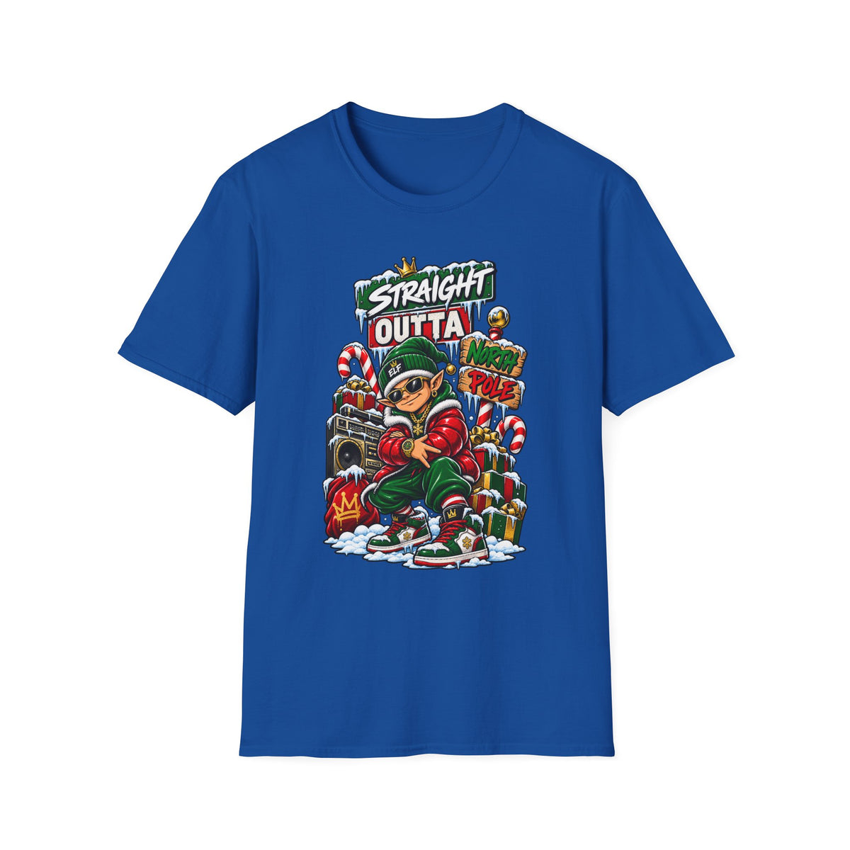 Straight Outta North Pole T-Shirt | Hip Hop Christmas Elf Streetwear | 1990's 2000's Nostalgia Throwback