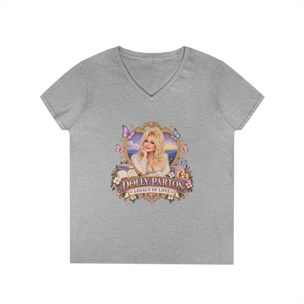 Dolly Parton Portrait V-Neck T-Shirt tribute | Country Music Singer Graphic Tee