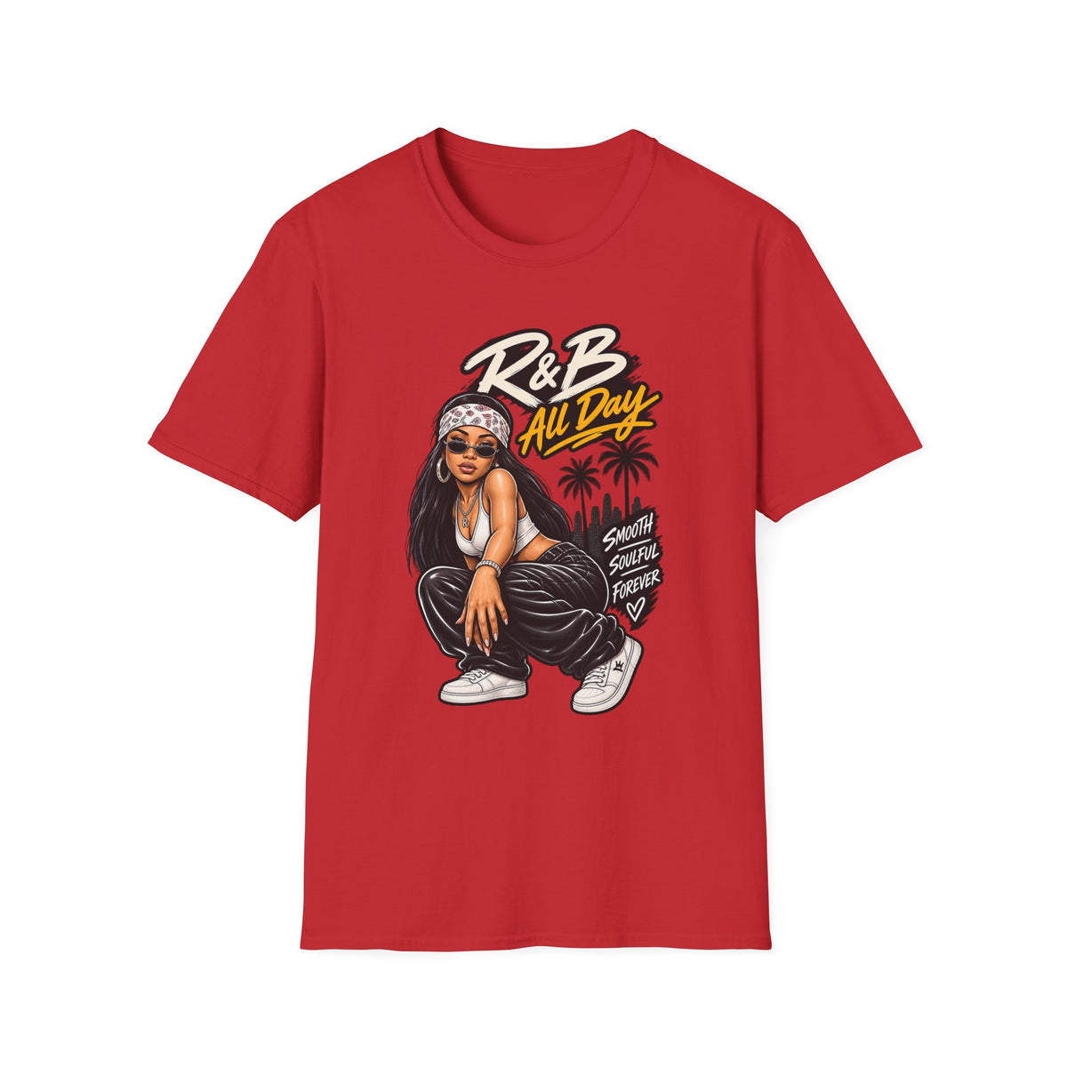R&B All Day Graphic T-Shirt | Hip Hop Girl Palm Trees Urban Vibe Aaliyah esc | 1990's 2000's Nostalgia Throwback