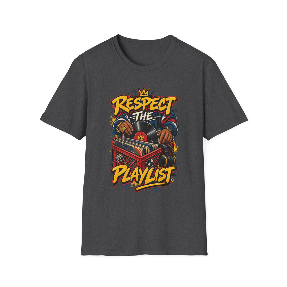 Respect The Playlist T-Shirt | DJ Turntable Hip Hop Graphic Tee | 1990's 2000's Nostalgia Throwback