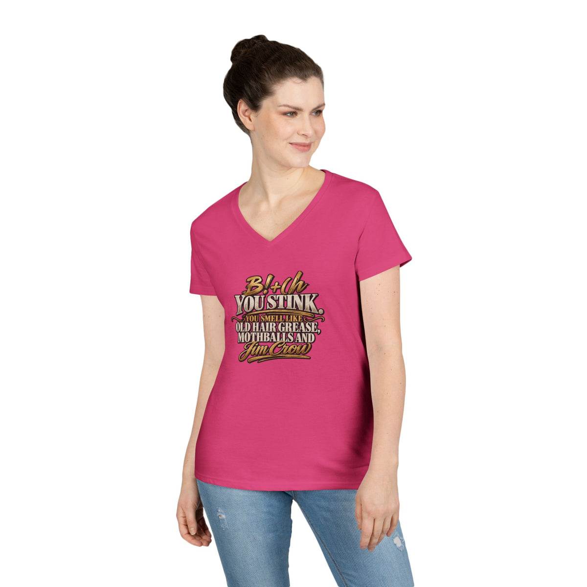 Bi+(h You Stink Script Graphic T-Shirt | Funny Sarcastic Typography Tee | Mallory Beauty