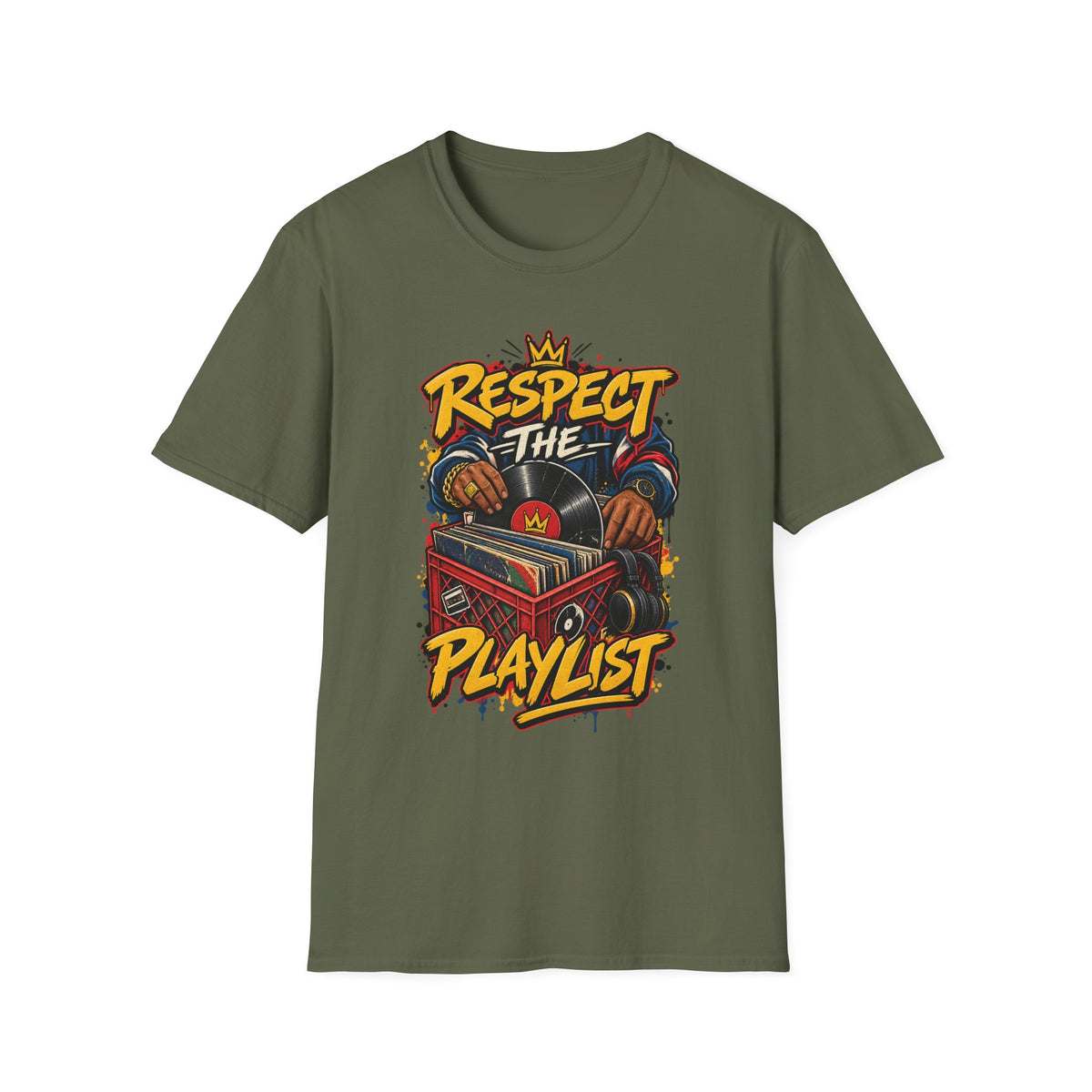 Respect The Playlist T-Shirt | DJ Turntable Hip Hop Graphic Tee | 1990's 2000's Nostalgia Throwback