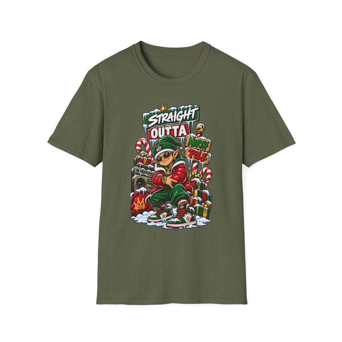 Straight Outta North Pole T-Shirt | Hip Hop Christmas Elf Streetwear | 1990's 2000's Nostalgia Throwback