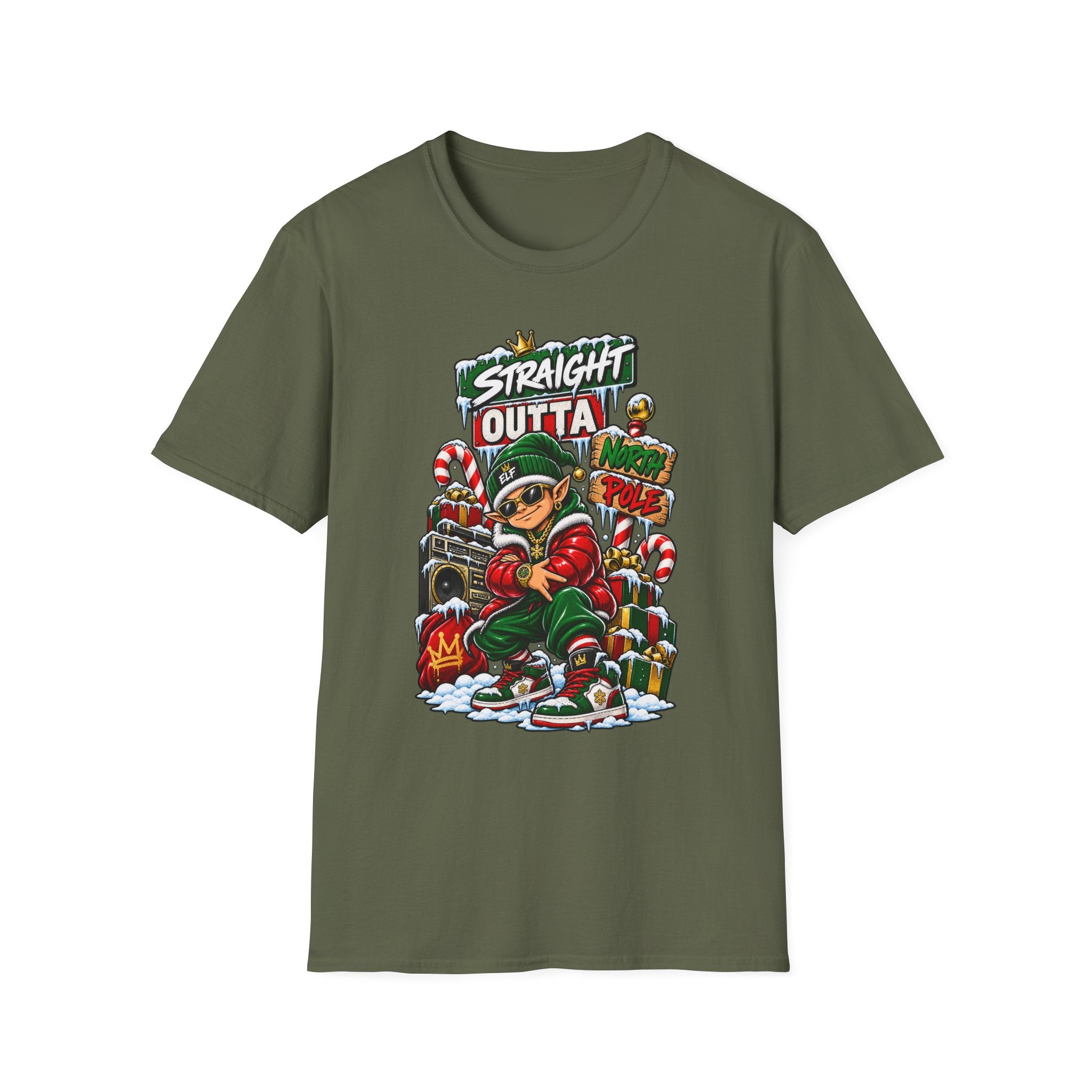Straight Outta North Pole T-Shirt | Hip Hop Christmas Elf Streetwear | 1990's 2000's Nostalgia Throwback
