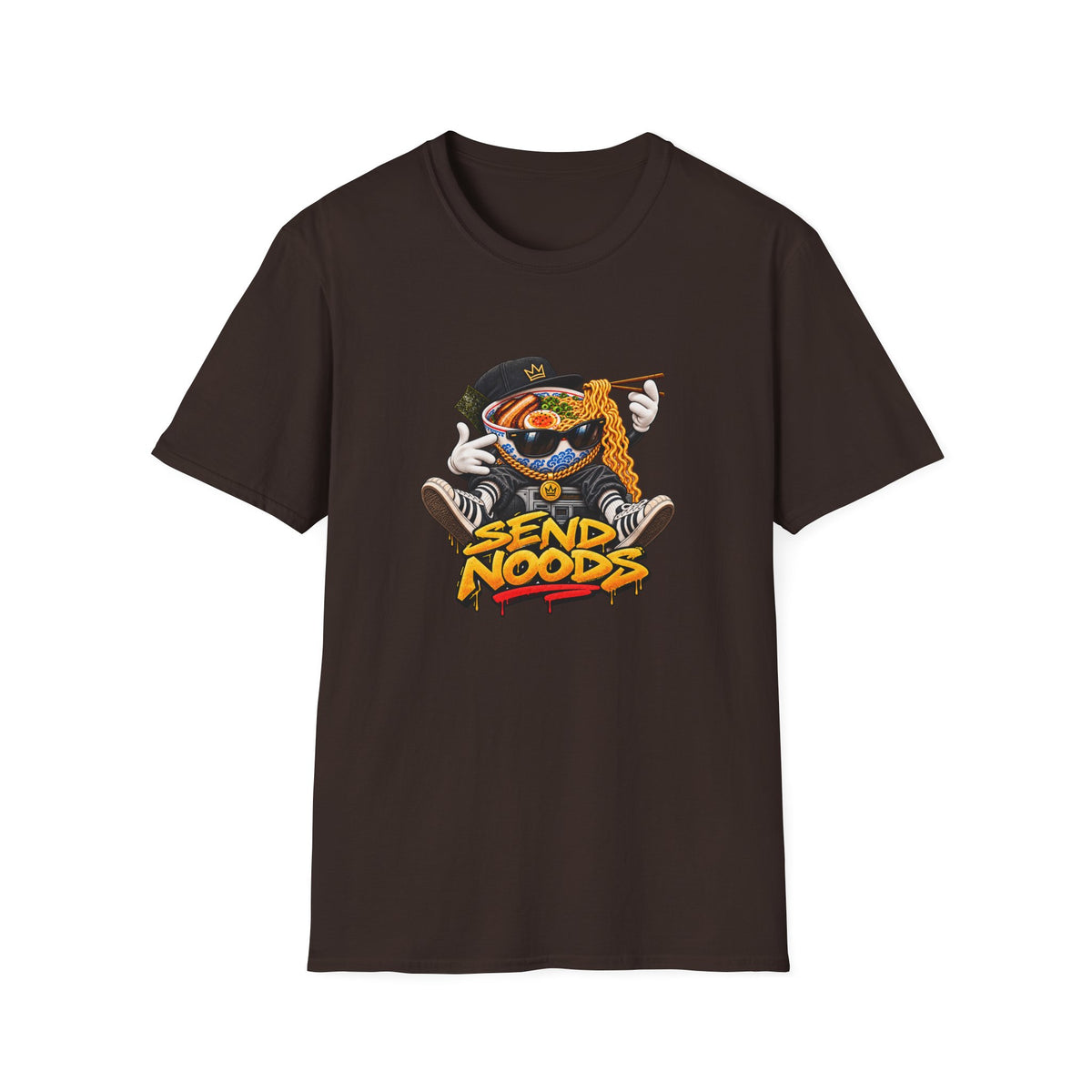Send Noods ramen graphic T-Shirt | noodle bowl illustration, streetwear vibe | Hip Hop Pop Culture