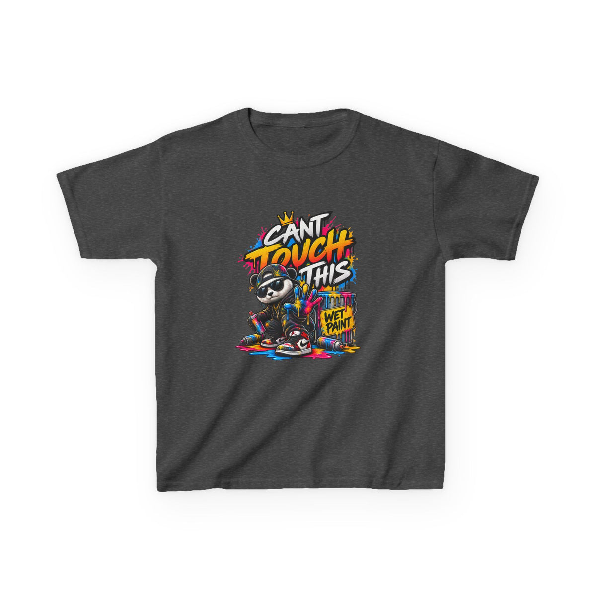 Cant Touch This Skateboard Panda Kids T-Shirt | Retro Graffiti Street
