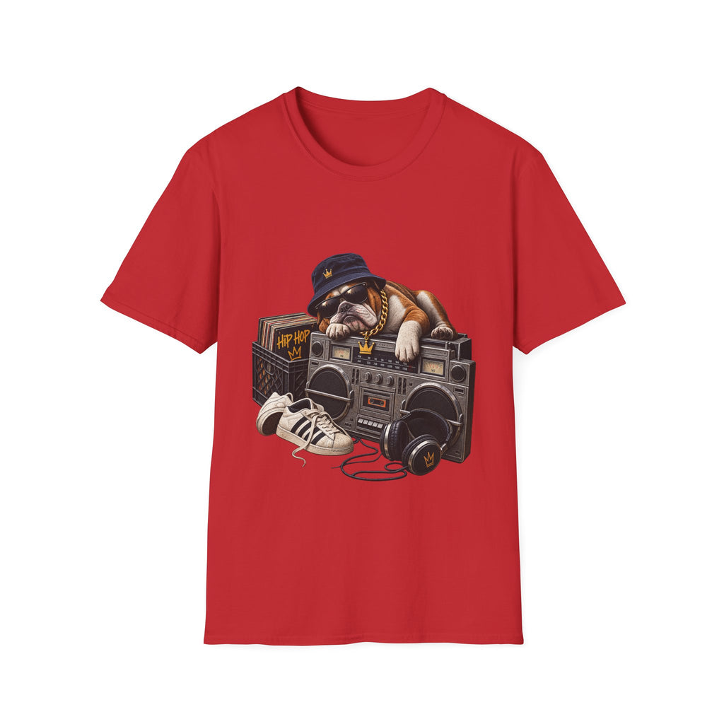 Hip Hop Bulldog DJ T-Shirt | Cute Retro Boombox Streetwear Tee