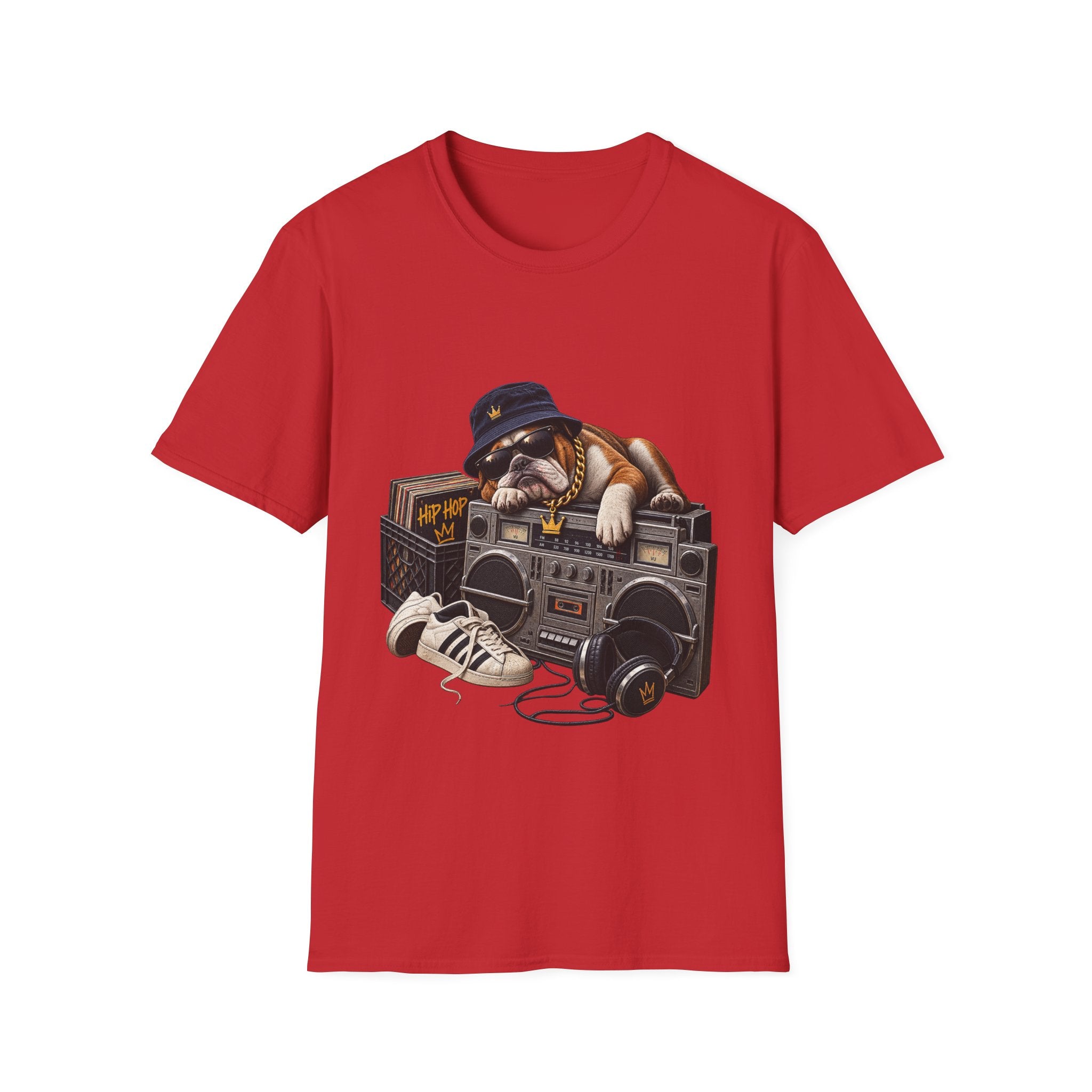 Hip Hop Bulldog DJ T-Shirt | Cute Retro Boombox Streetwear Tee