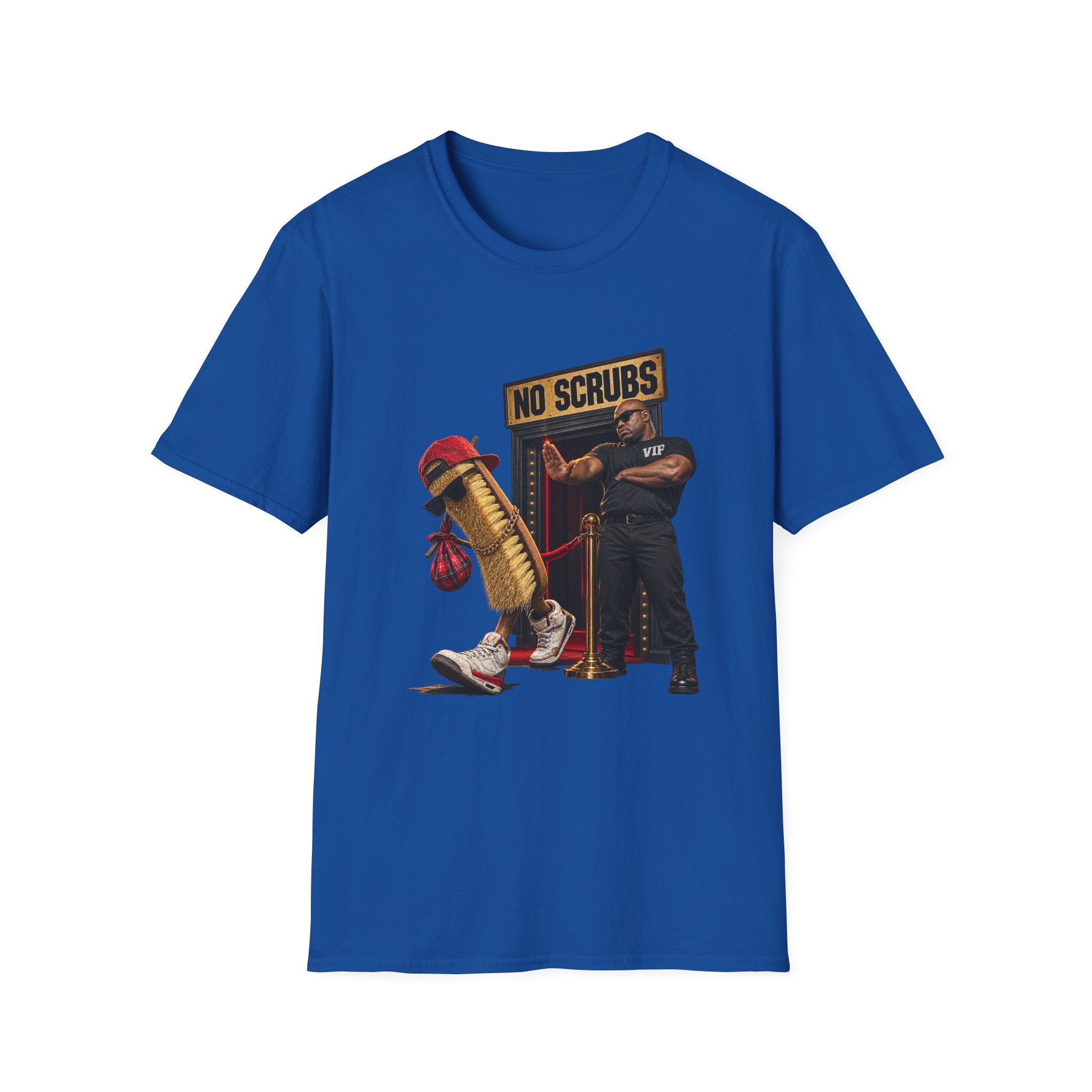 No Scrubs design T-Shirt | 90s R&B humor, VIP bouncer graphic | 1990's 2000's Nostalgia Throwback