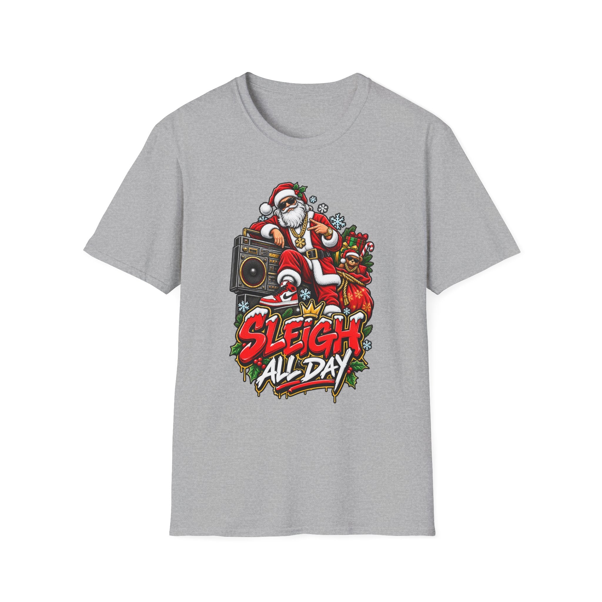 Sleigh All Day Santa graphic T-Shirt | Christmas hip hop holiday tee | 1990's 2000's Nostalgia Throwback