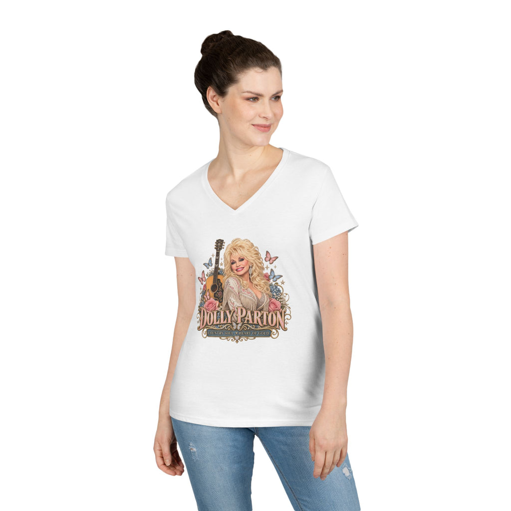 Country Music Singer Portrait T-Shirt Dolly Parton | Vintage Guitar Floral Design