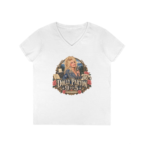 9 to 5 Retro Country Music V-Neck T-Shirt | Vintage Singer Graphic | Dolly Parton Tribute Memorial