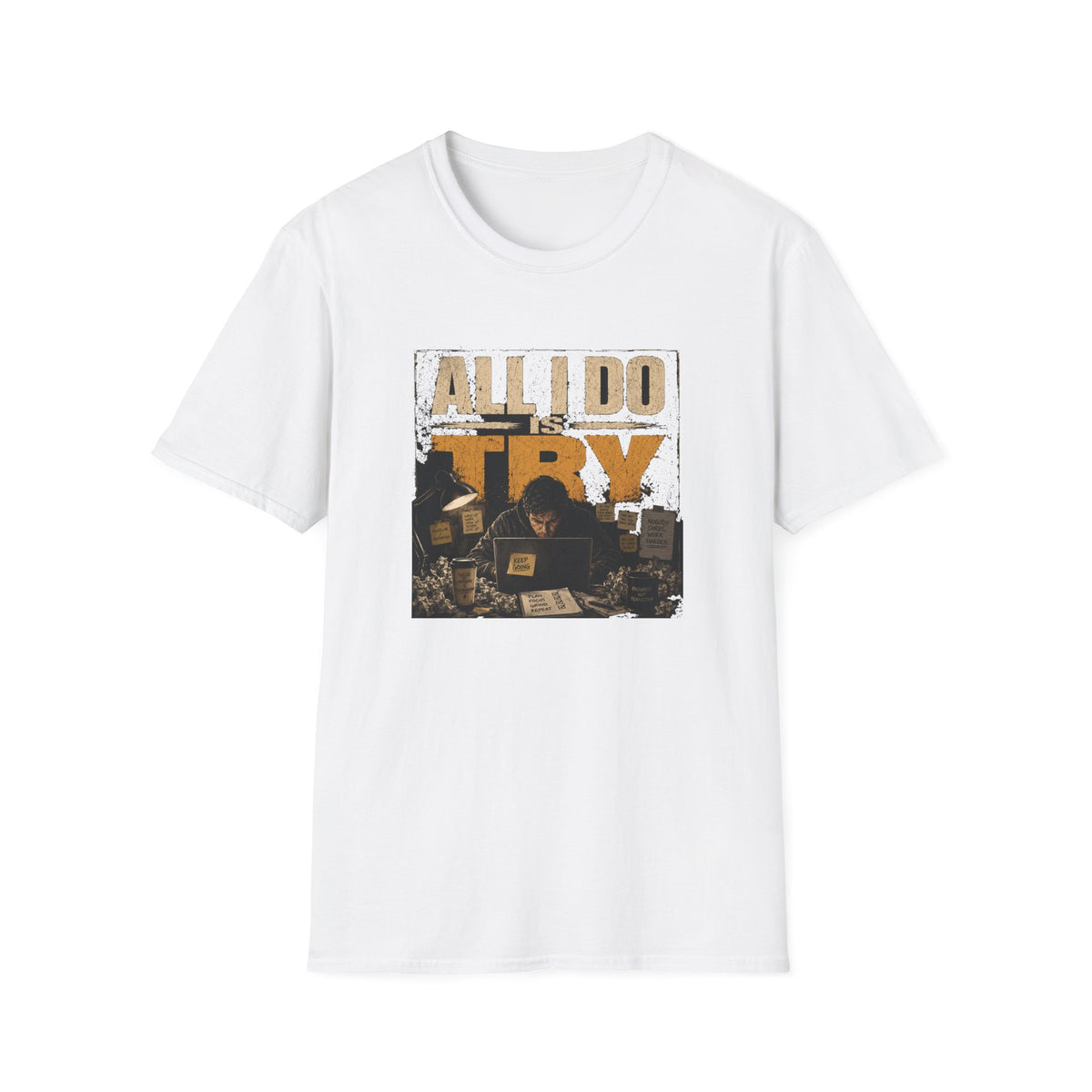 All I Do Is Try T-Shirt | Vintage Music Poster Style