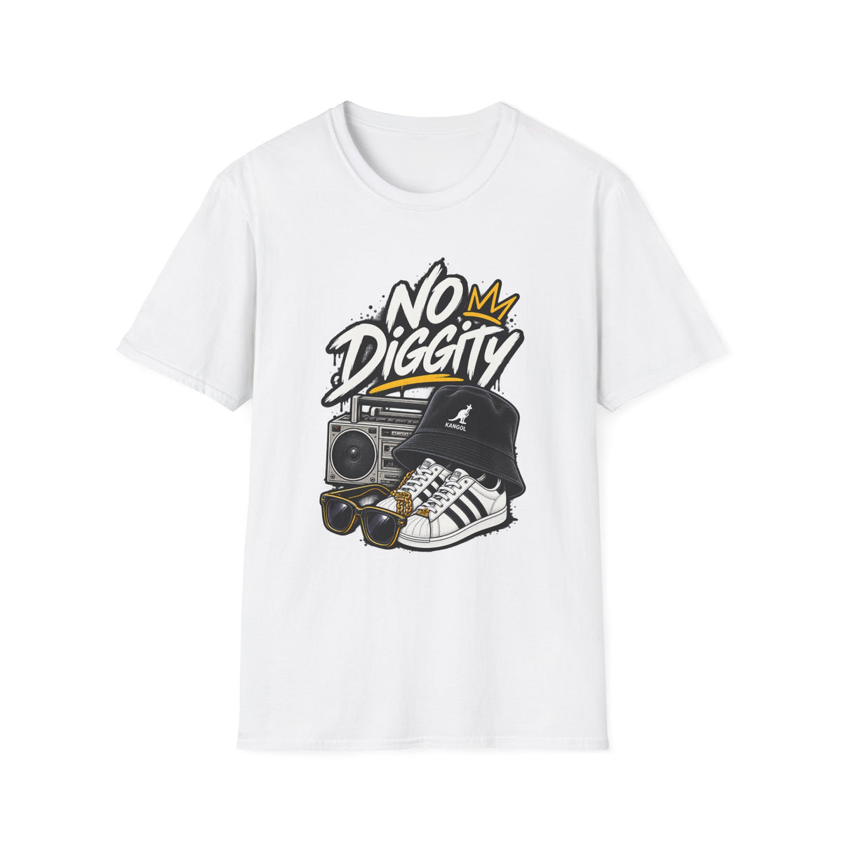 No Diggity Graphic Tee | Retro Boombox Hip Hop Design | 1990's 2000's Nostalgia Throwback