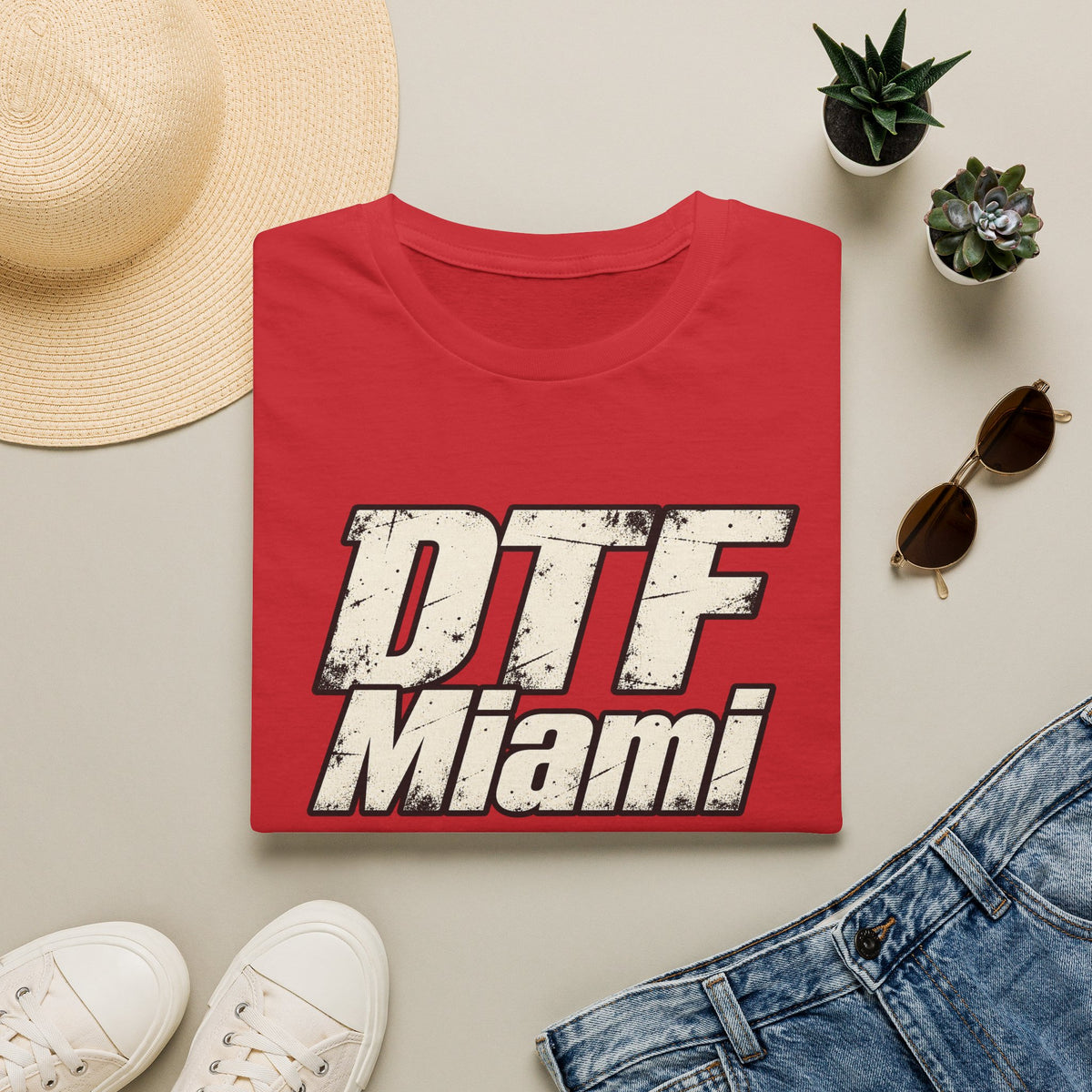 DTF Miami graphic T-Shirt | Vintage distressed logo, city tee