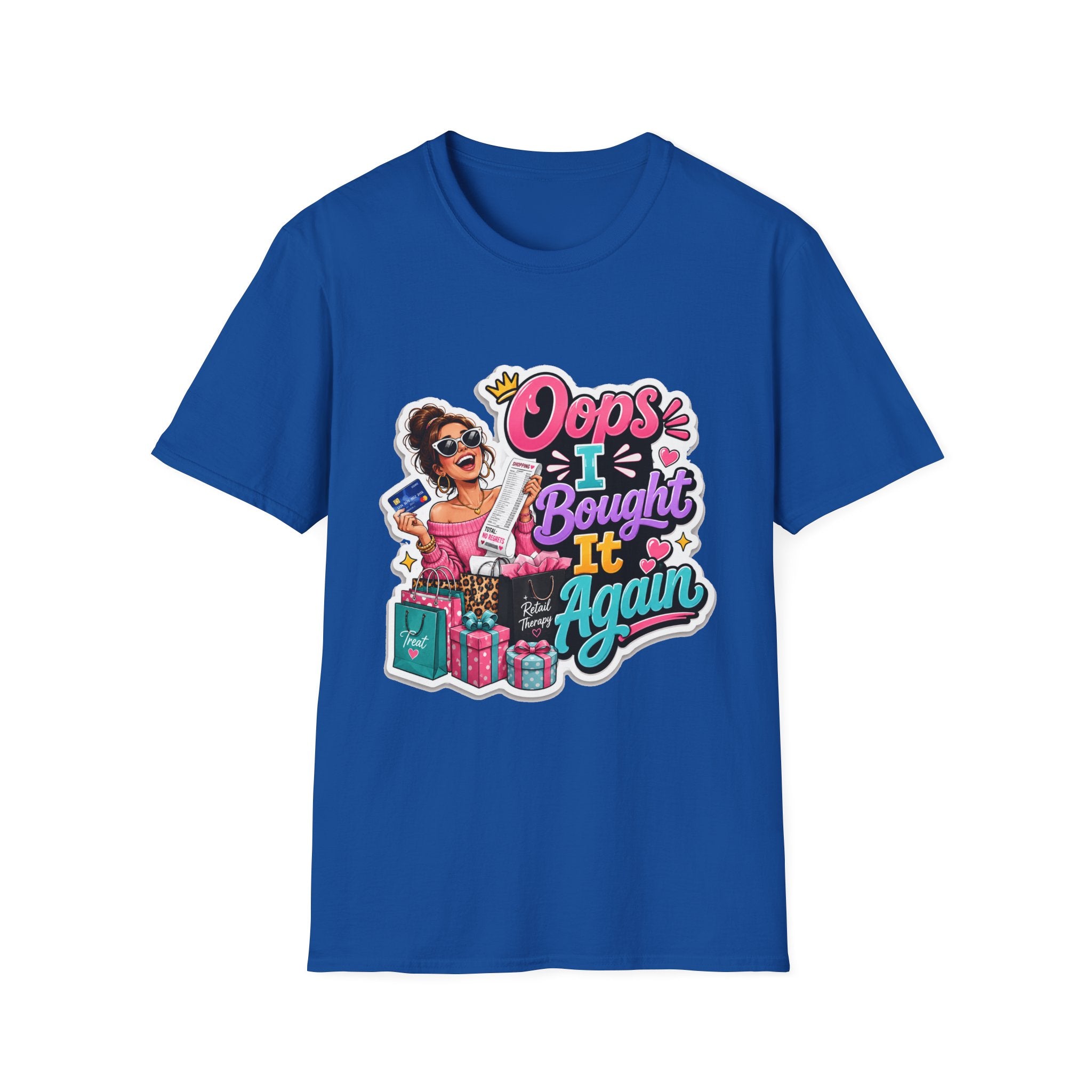 Oops I Bought It Again T-Shirt | Shopping Cartoon Design | 1990's 2000's Nostalgia Throwback