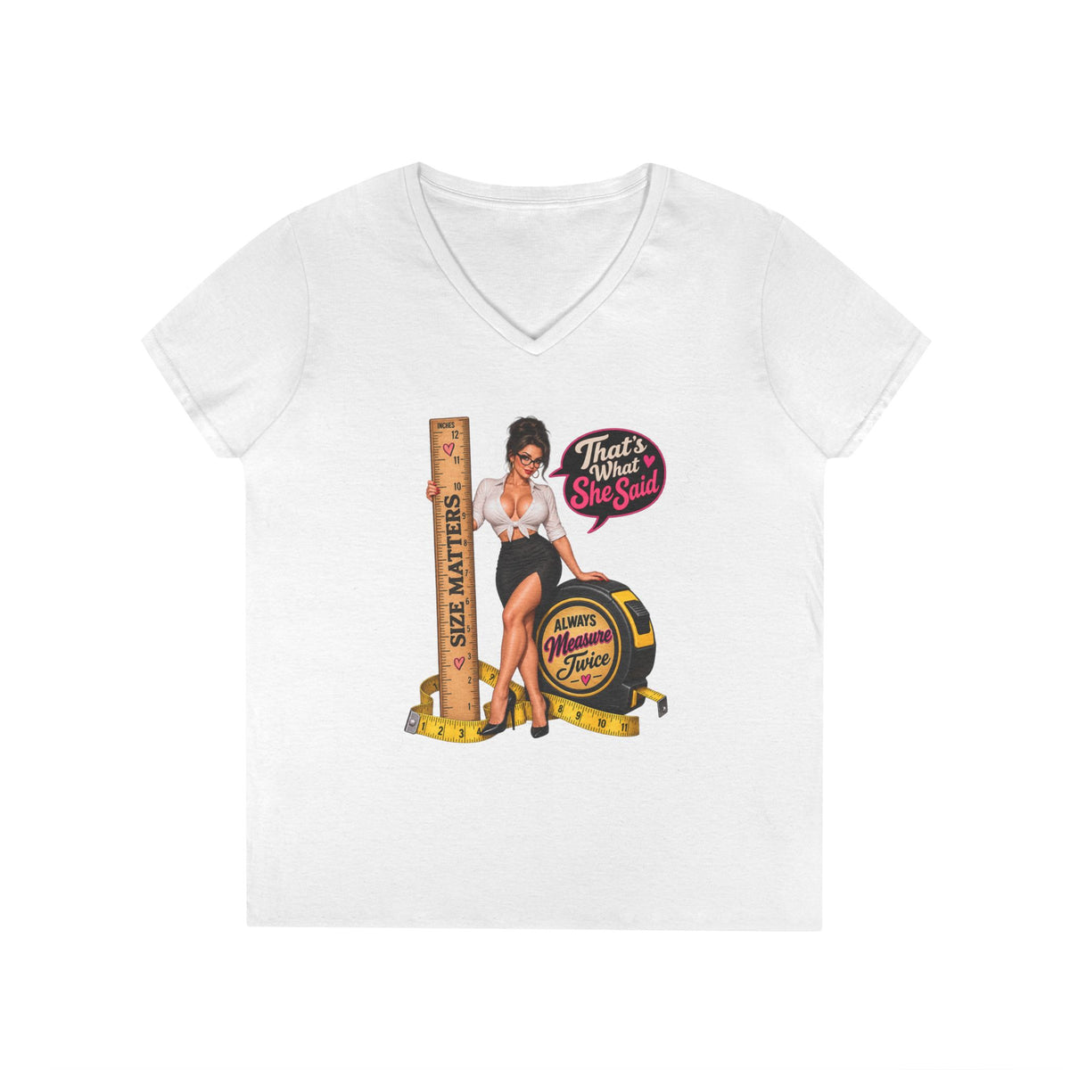 Thats What She Said Pinup Measure Tape Vintage Pinup T-Shirt | Humor | 90s 00s Hip Hop Pop Culture Nostalgia