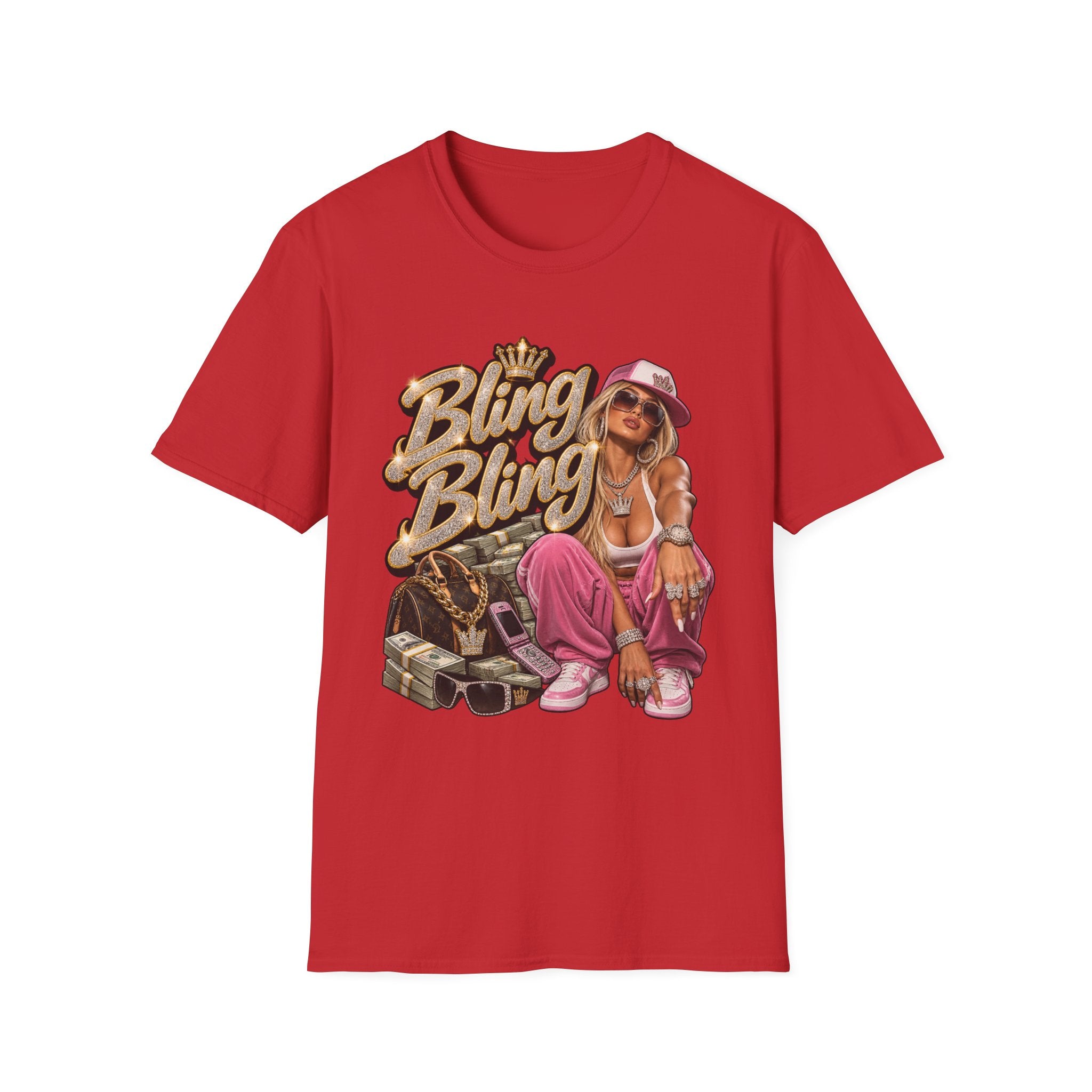 Bling Bling Graphic Tee | Retro Hip Hop Girl Illustration | 90's 00's Hip Hop Pop Culture Nostalgia