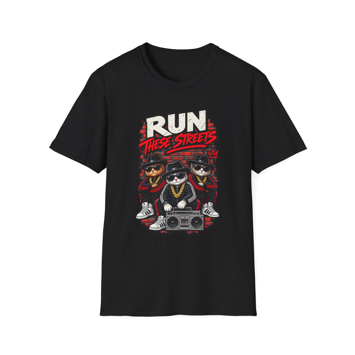 Run These Streets cats graphic T-Shirt | Hip Hop Cat Crew tee | 1990's 2000's Nostalgia Throwback
