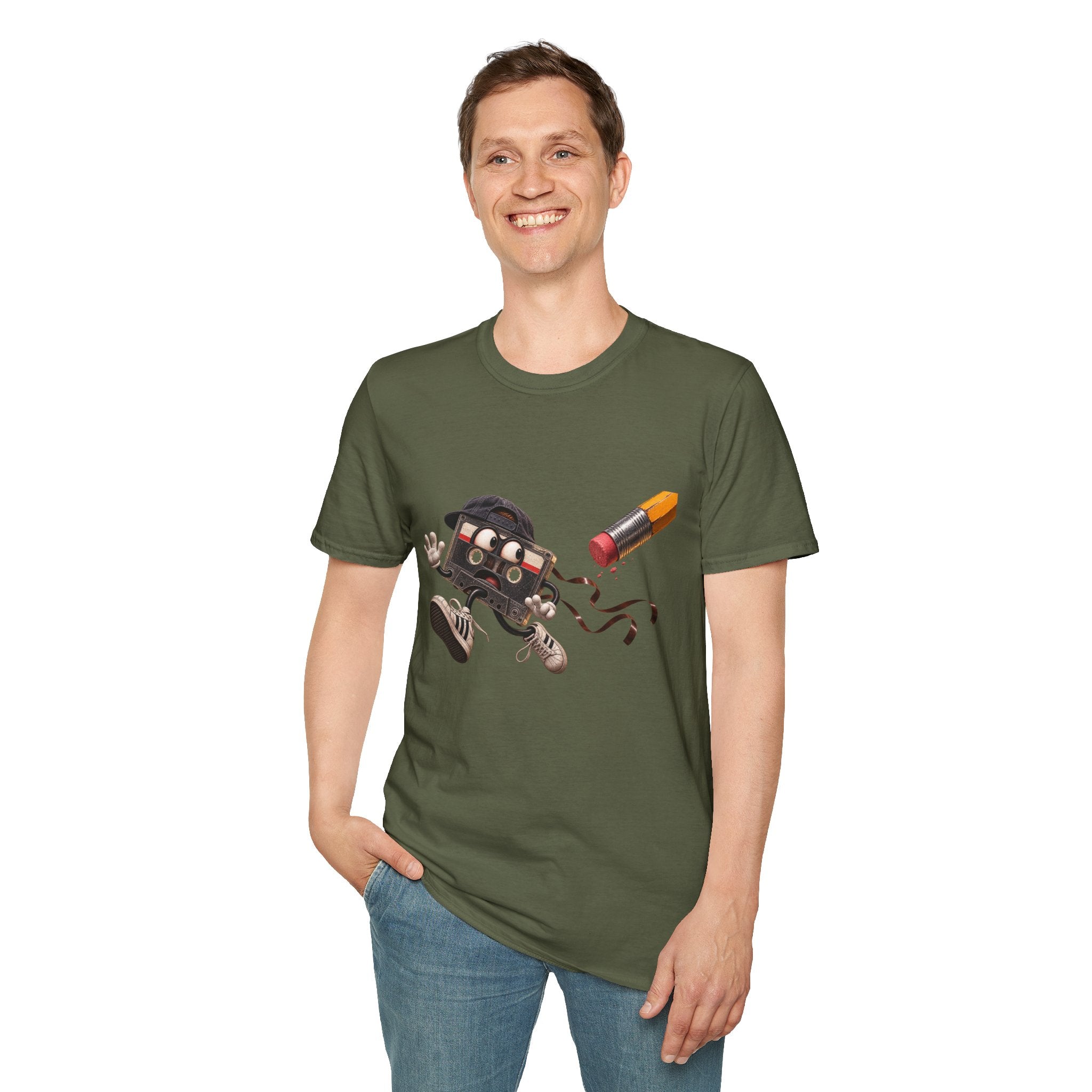 Cute Retro Cassette Tape Running, T-Shirt 1990's 2000's Nostalgia Throwback
