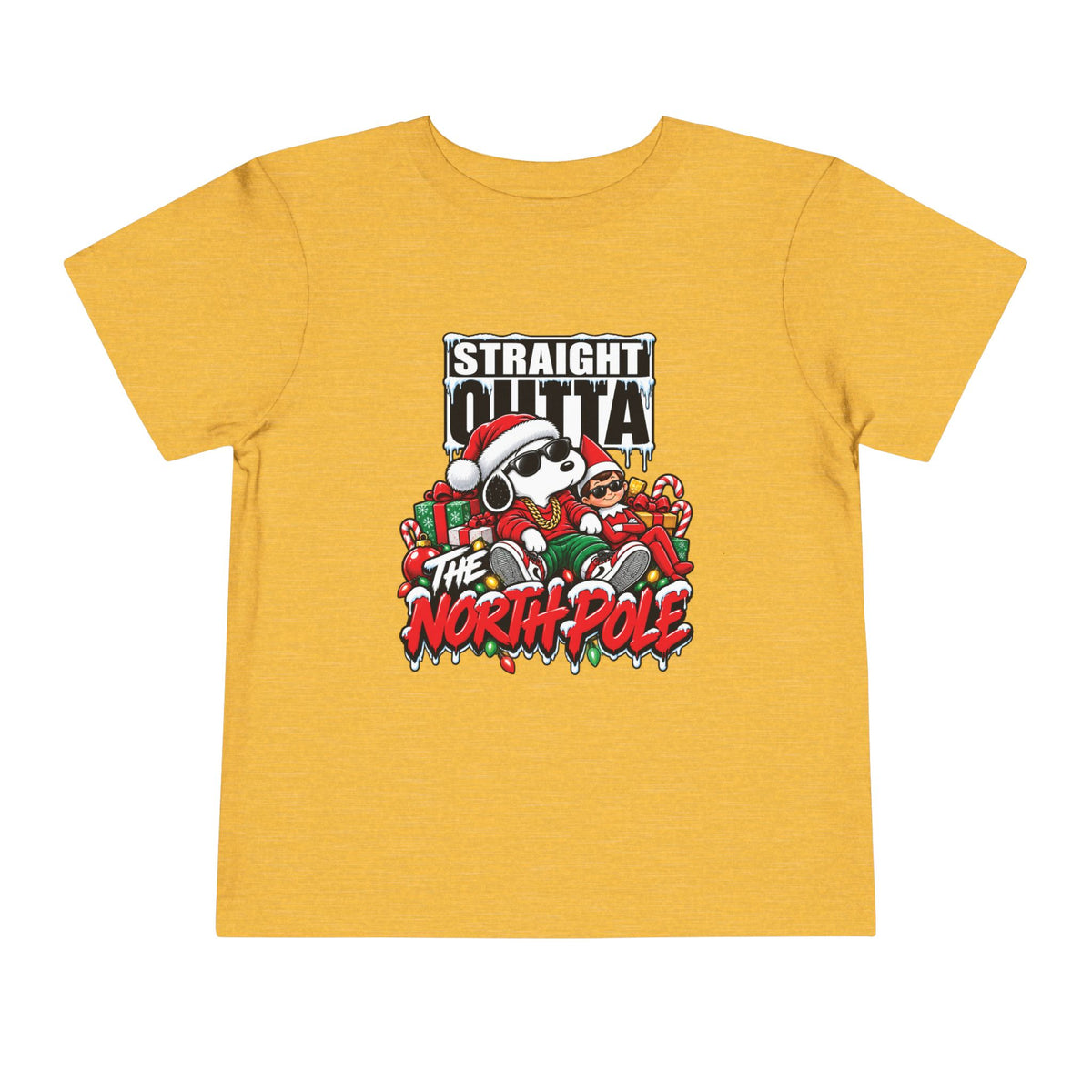Straight Outta Elf graphic Toddler Tee | Christmas elf, candy cane holiday design