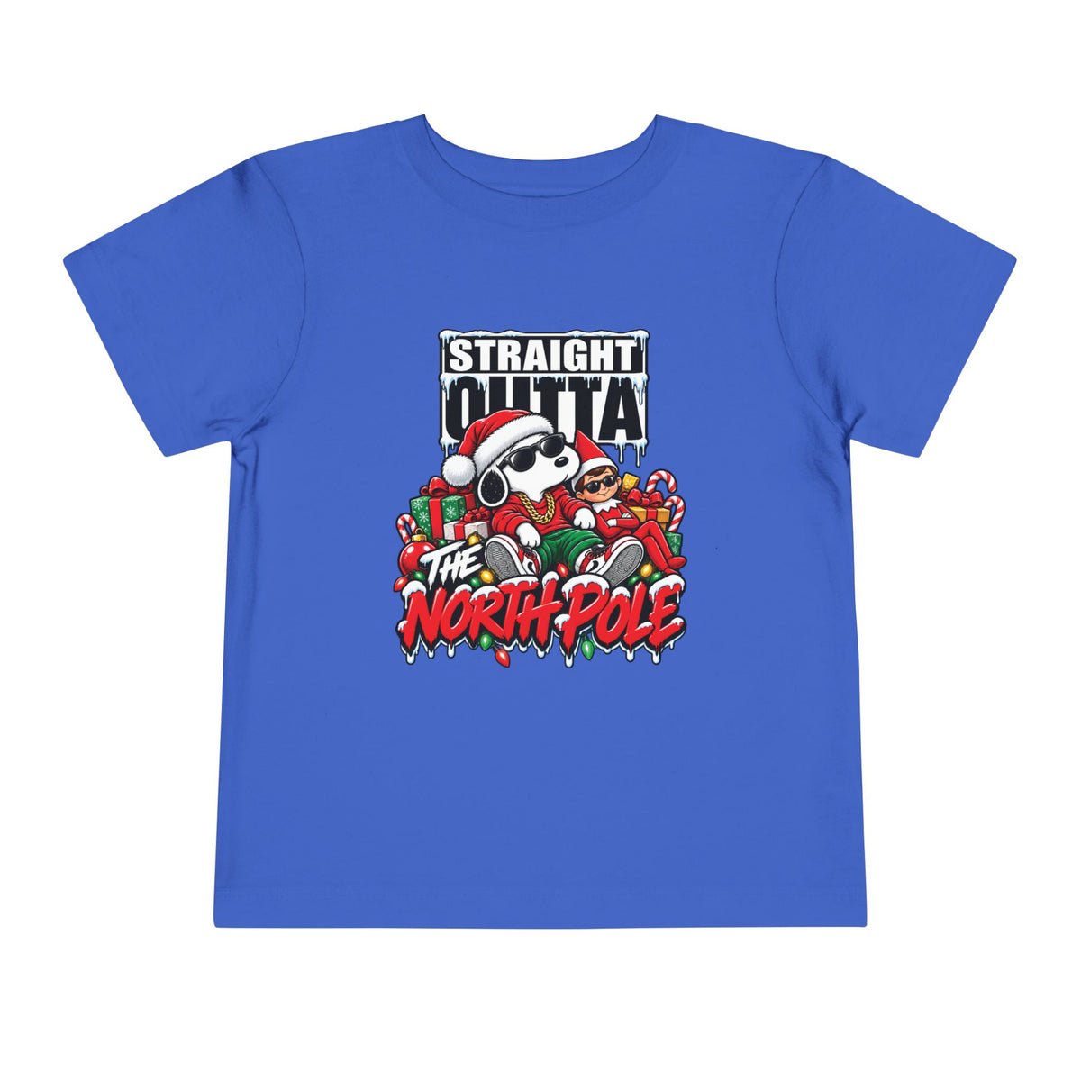 Straight Outta Elf graphic Toddler Tee | Christmas elf, candy cane holiday design
