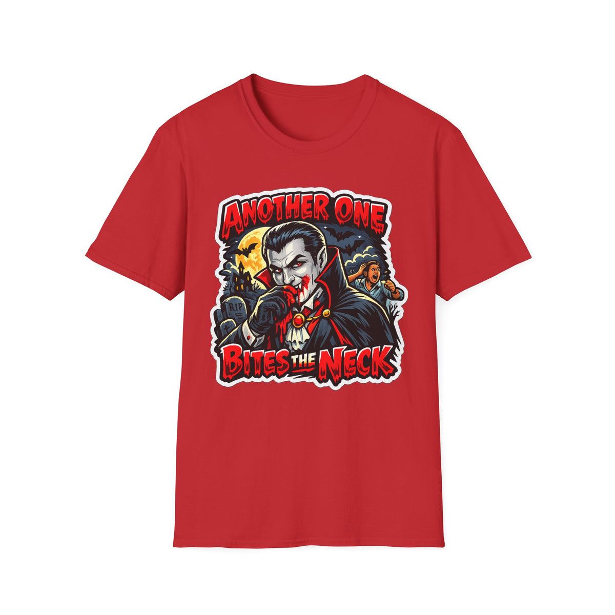 Another One Bites the Neck Halloween T-Shirt | Vampire Horror Graphic Tee | 90s 00s Nostalgia Hip Hop Pop Culture