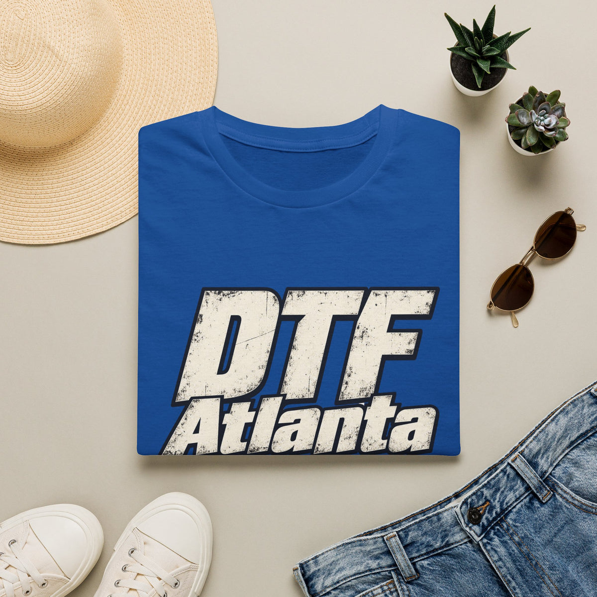 DTF Atlanta T-Shirt | Distressed Retro Text Atlanta Tee