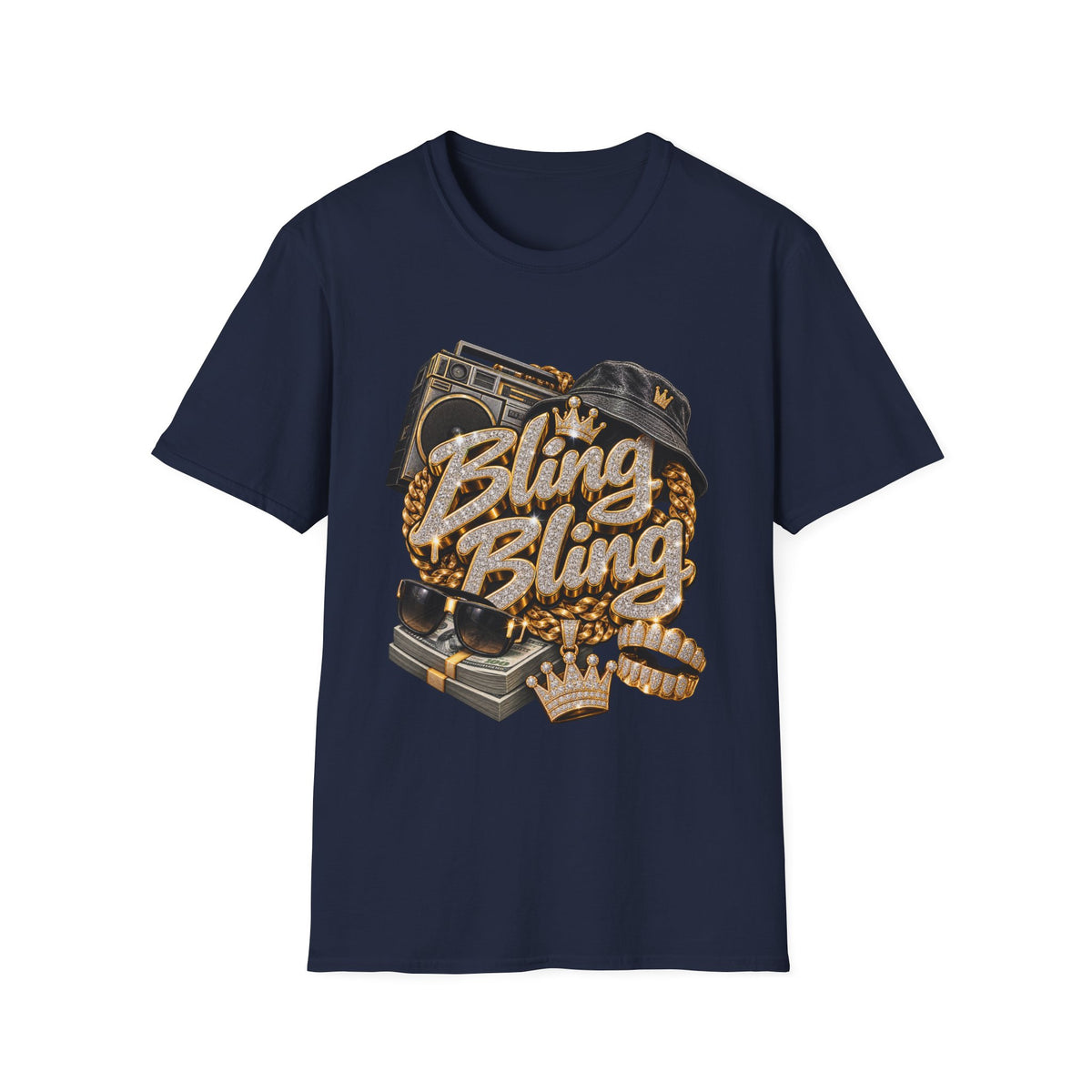 Bling Bling Boombox T-Shirt | Retro Hip Hop Graphic Tee | 90's 00's Hip Hop Pop Culture Nostalgia
