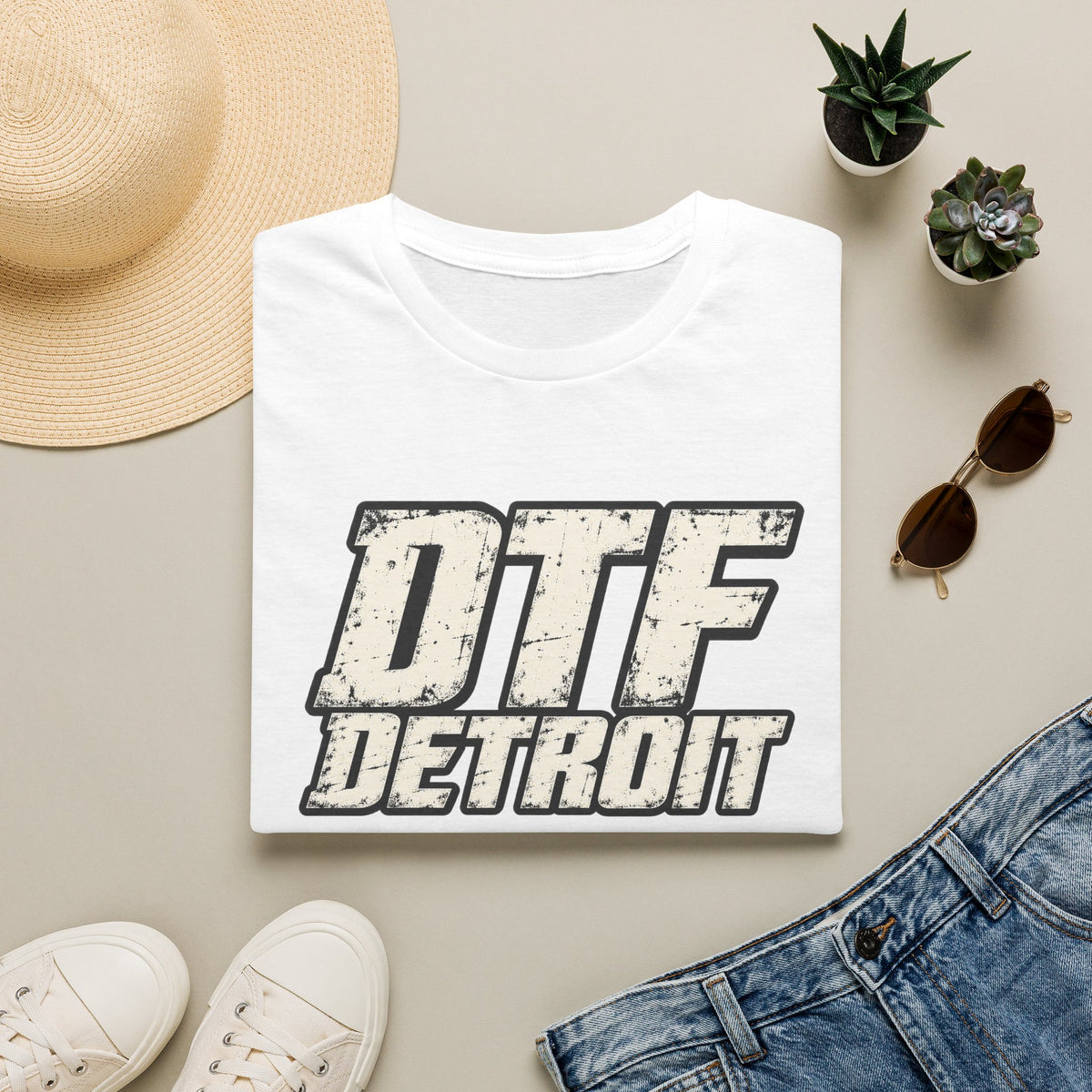 DTF Detroit graphic tee | Vintage distressed city typography T-Shirt