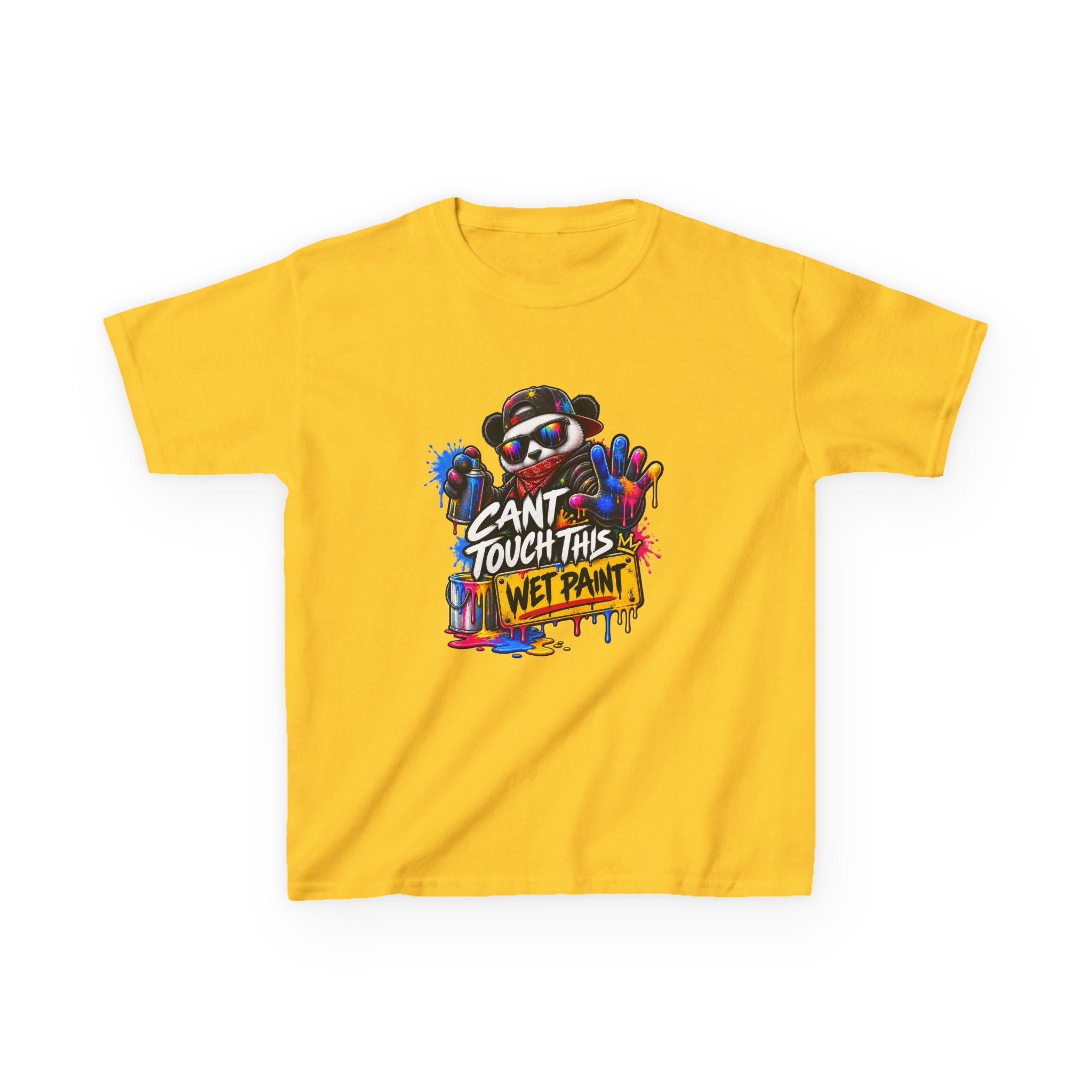 Cant Touch This Wet Paint Kids Tee | Colorful Graffiti Bear Design