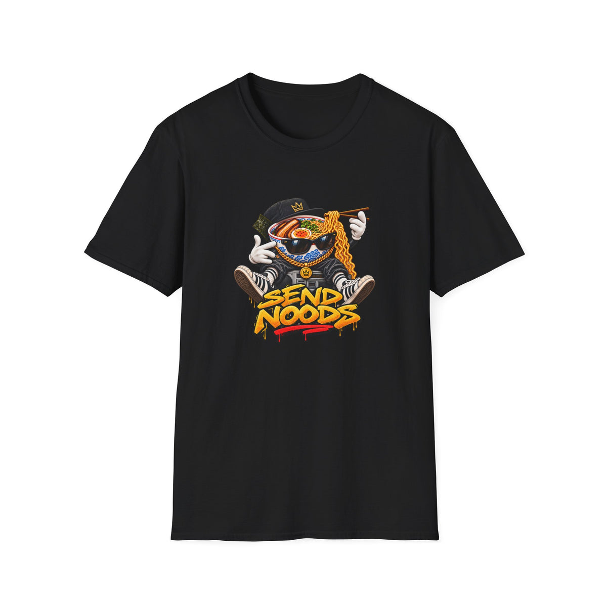 Send Noods ramen graphic T-Shirt | noodle bowl illustration, streetwear vibe | Hip Hop Pop Culture