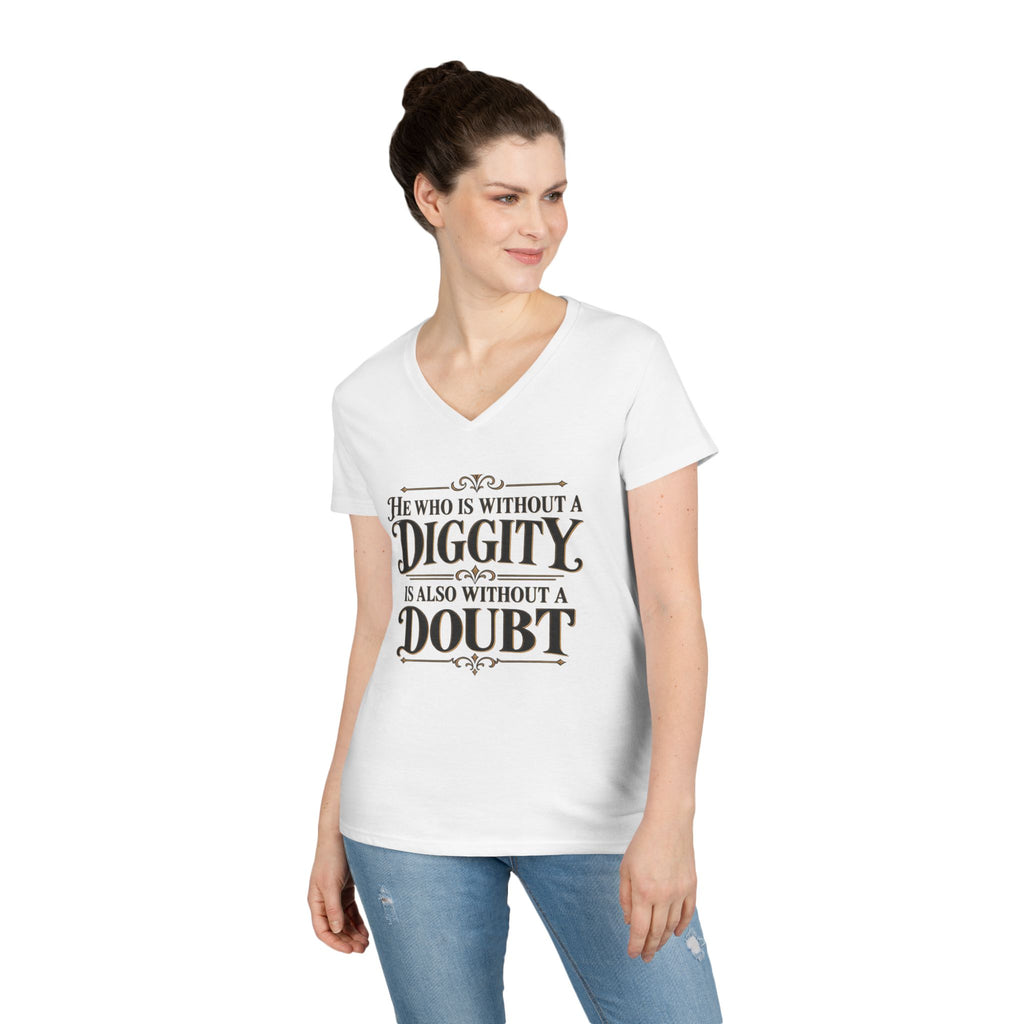 He Who Is Without A Diggity Is Also Without A Doubt V-Neck Shirt | 90s 00s Hip Hop Pop Culture Millennial Nostalgia